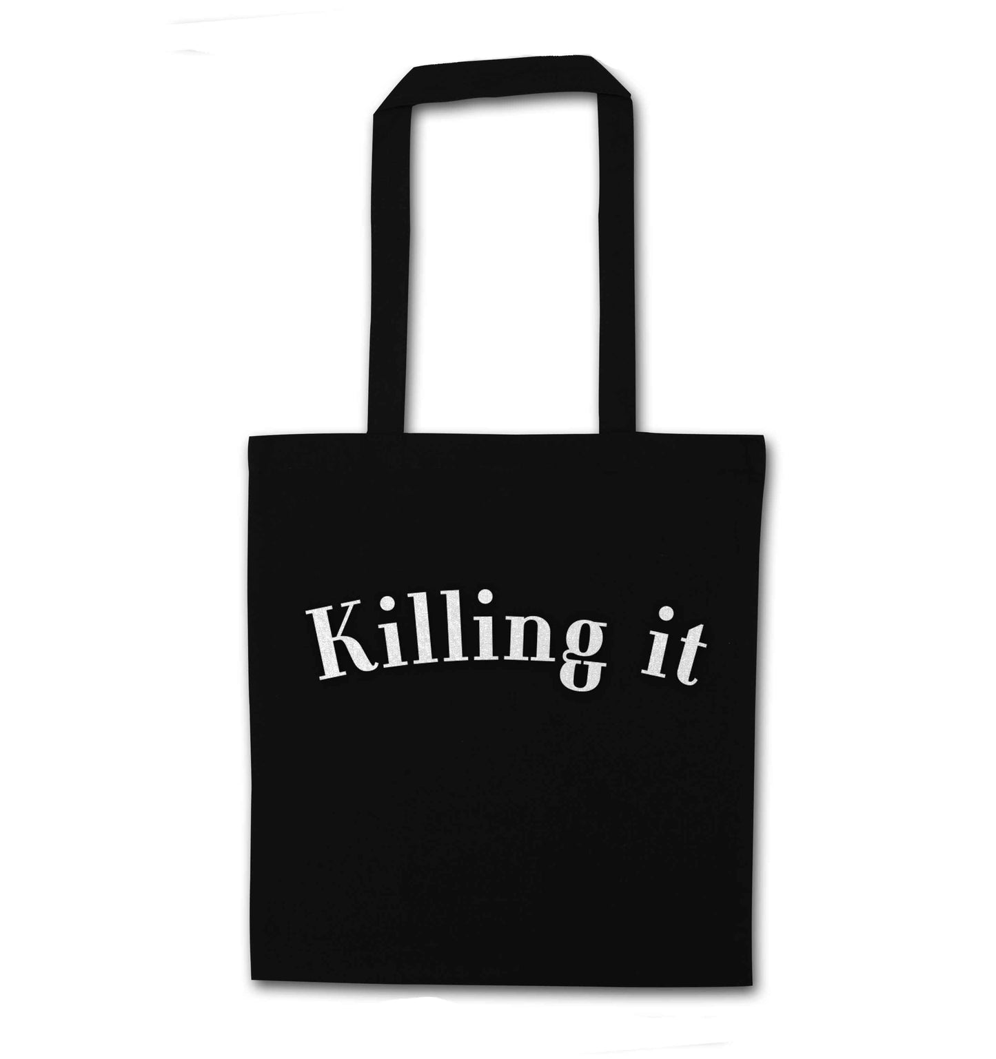 Killing it black tote bag