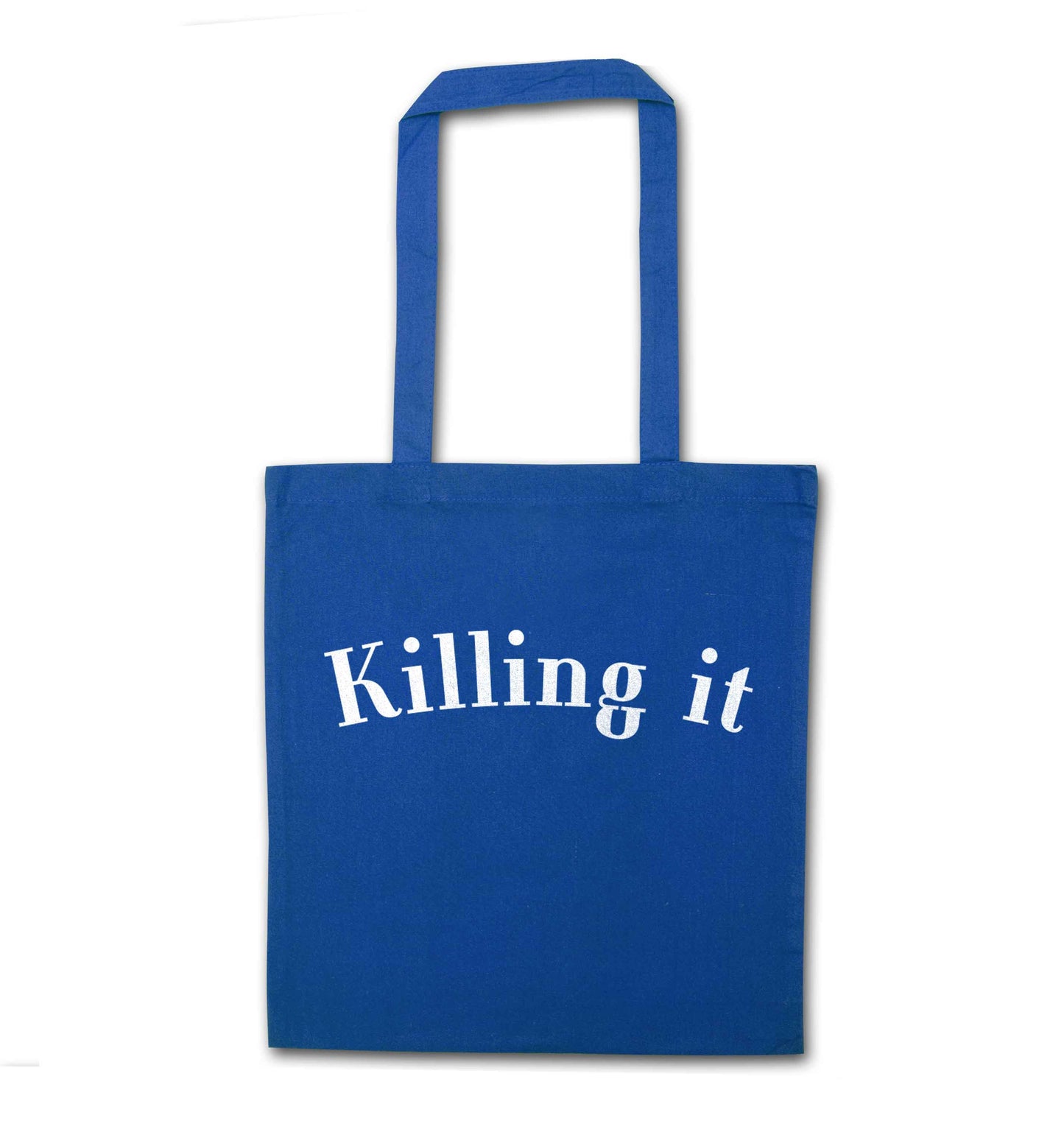 Killing it blue tote bag
