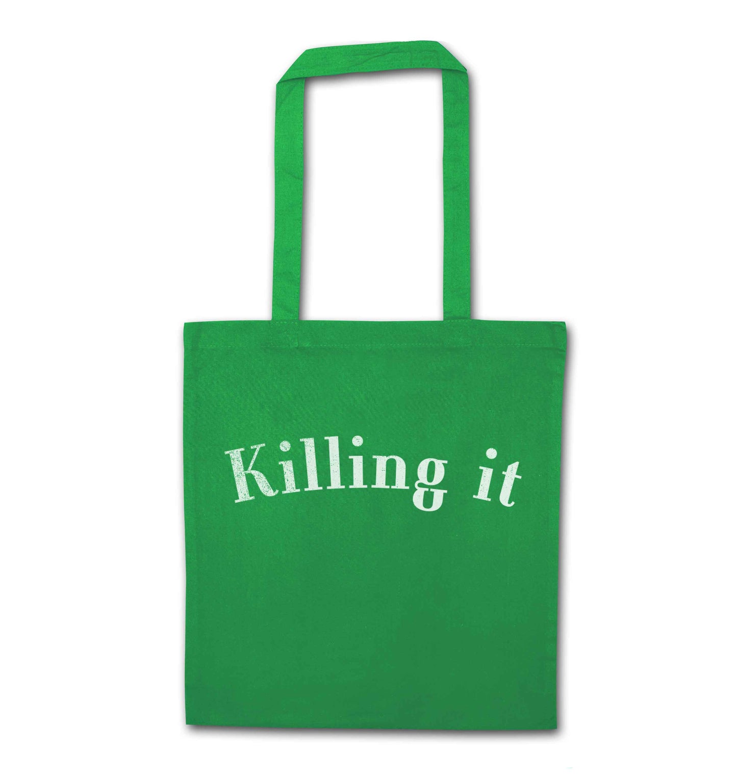 Killing it green tote bag