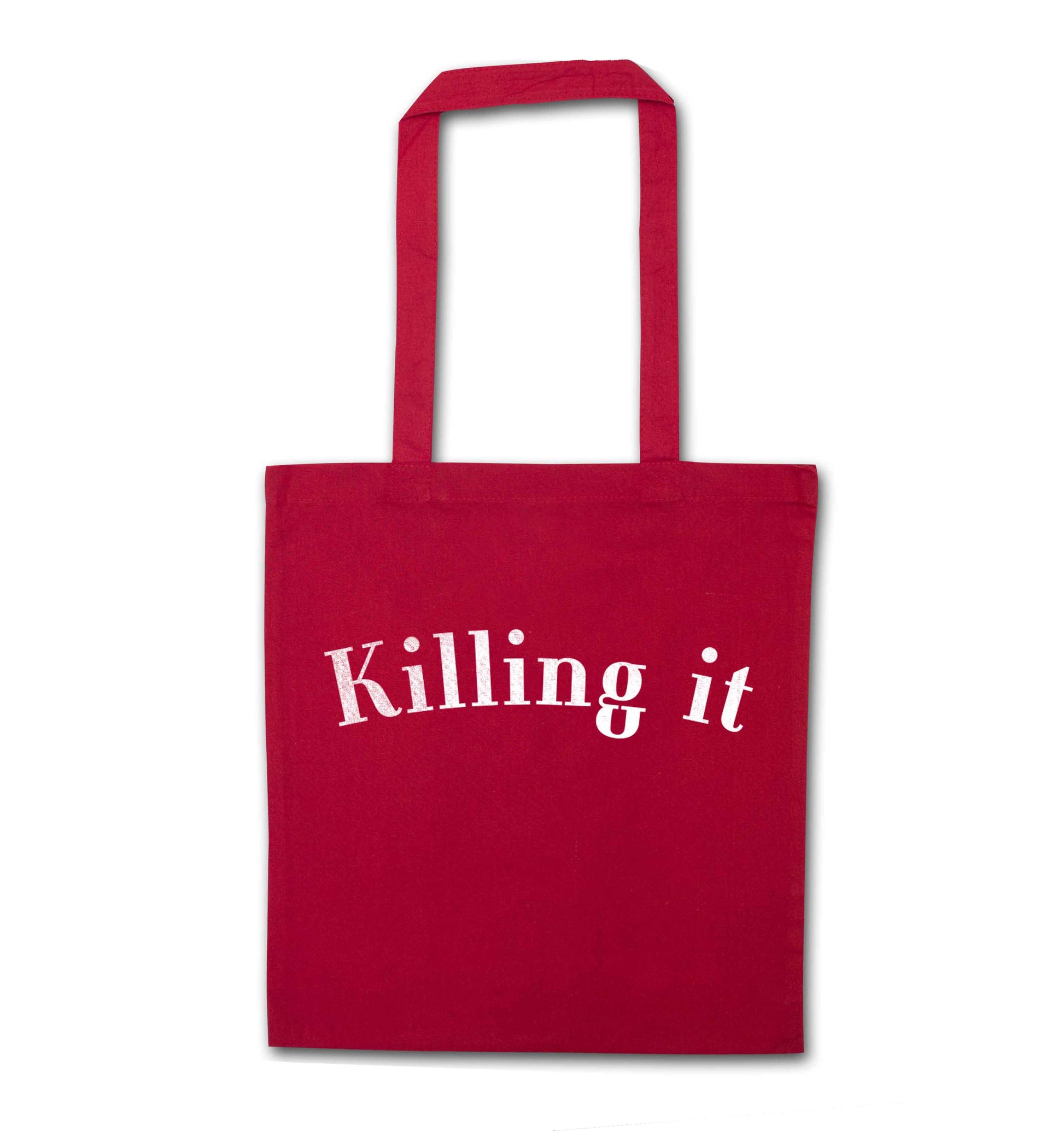 Killing it red tote bag