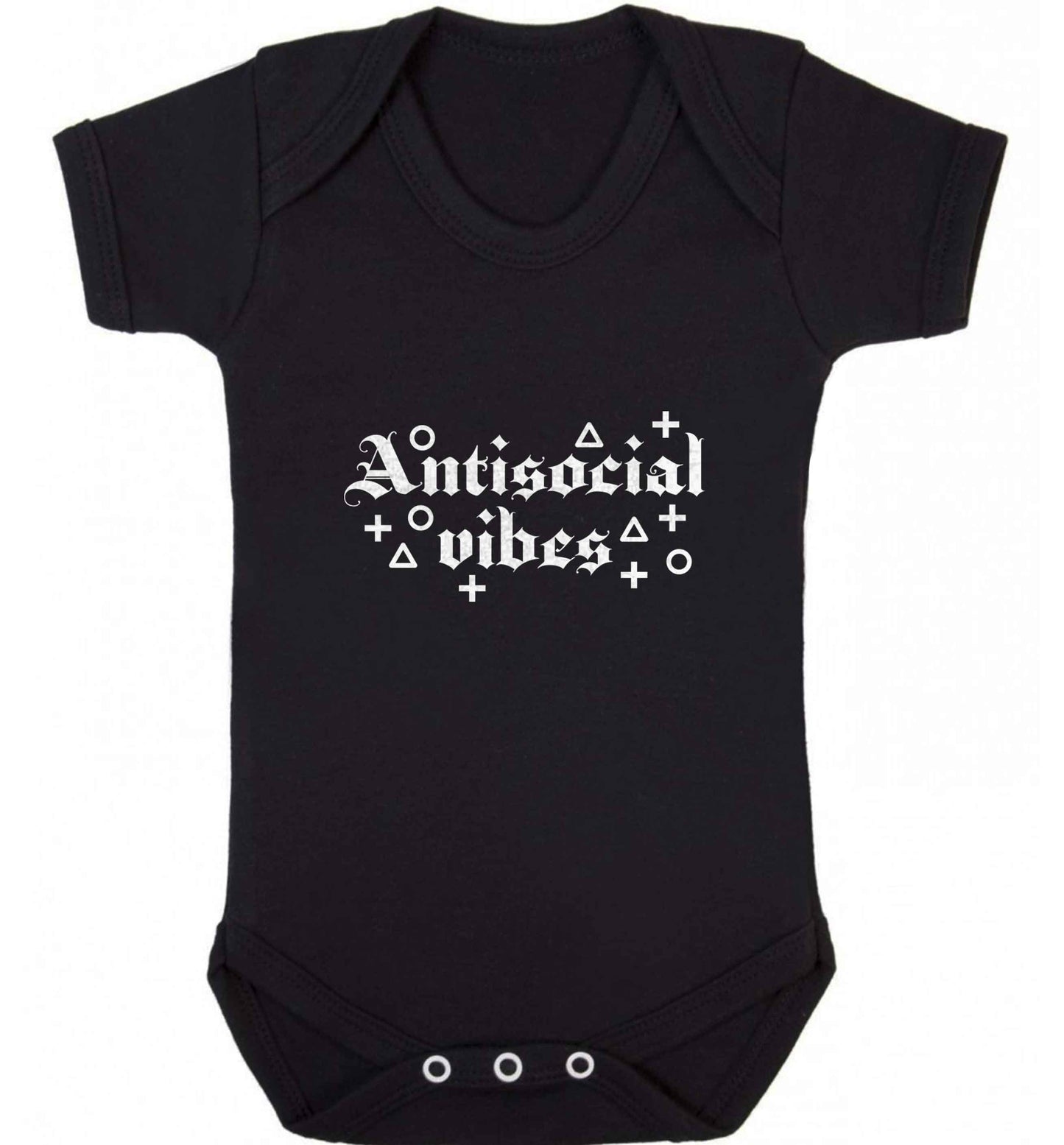 Antisocial vibes baby vest black 18-24 months