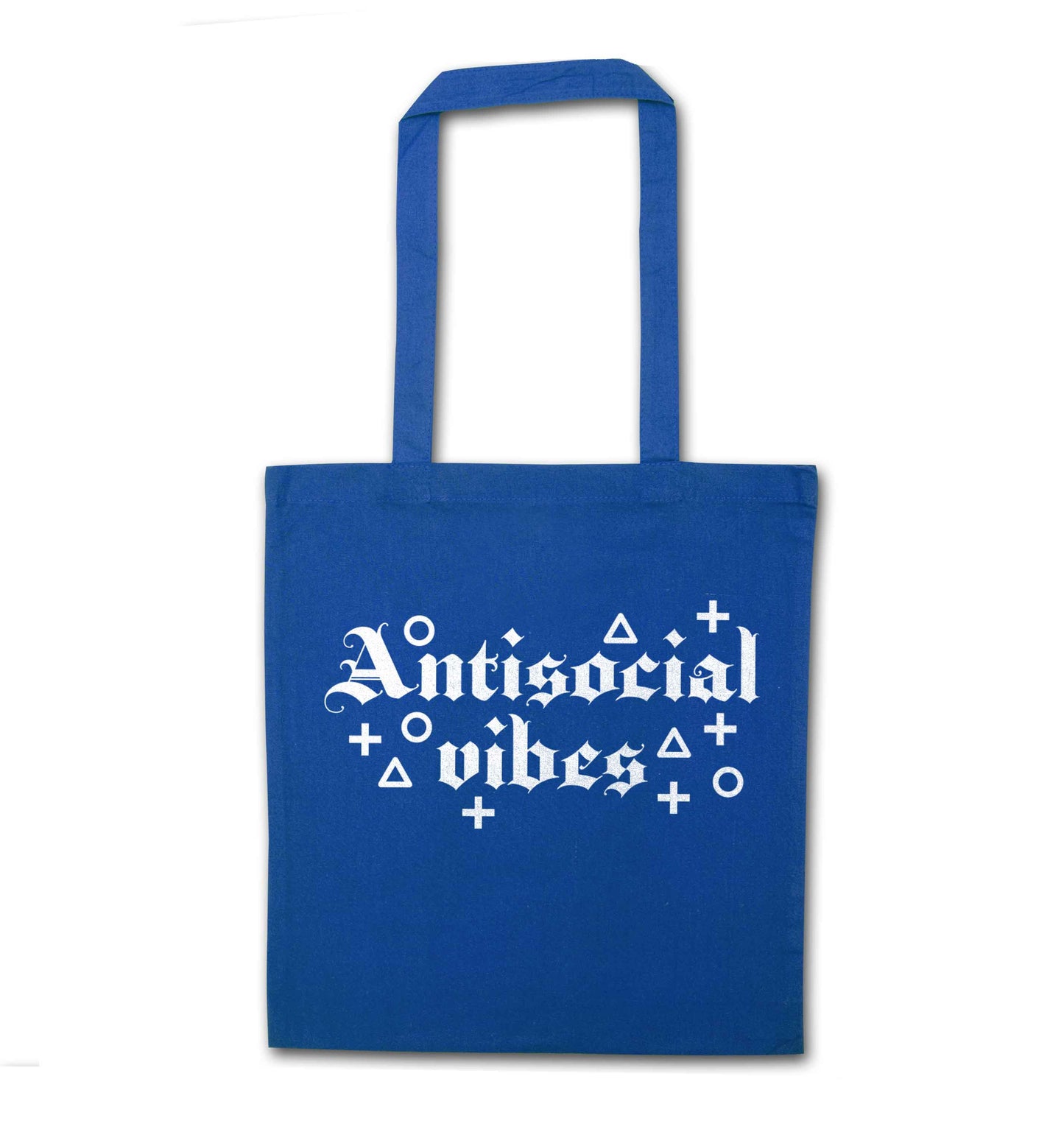 Antisocial vibes blue tote bag