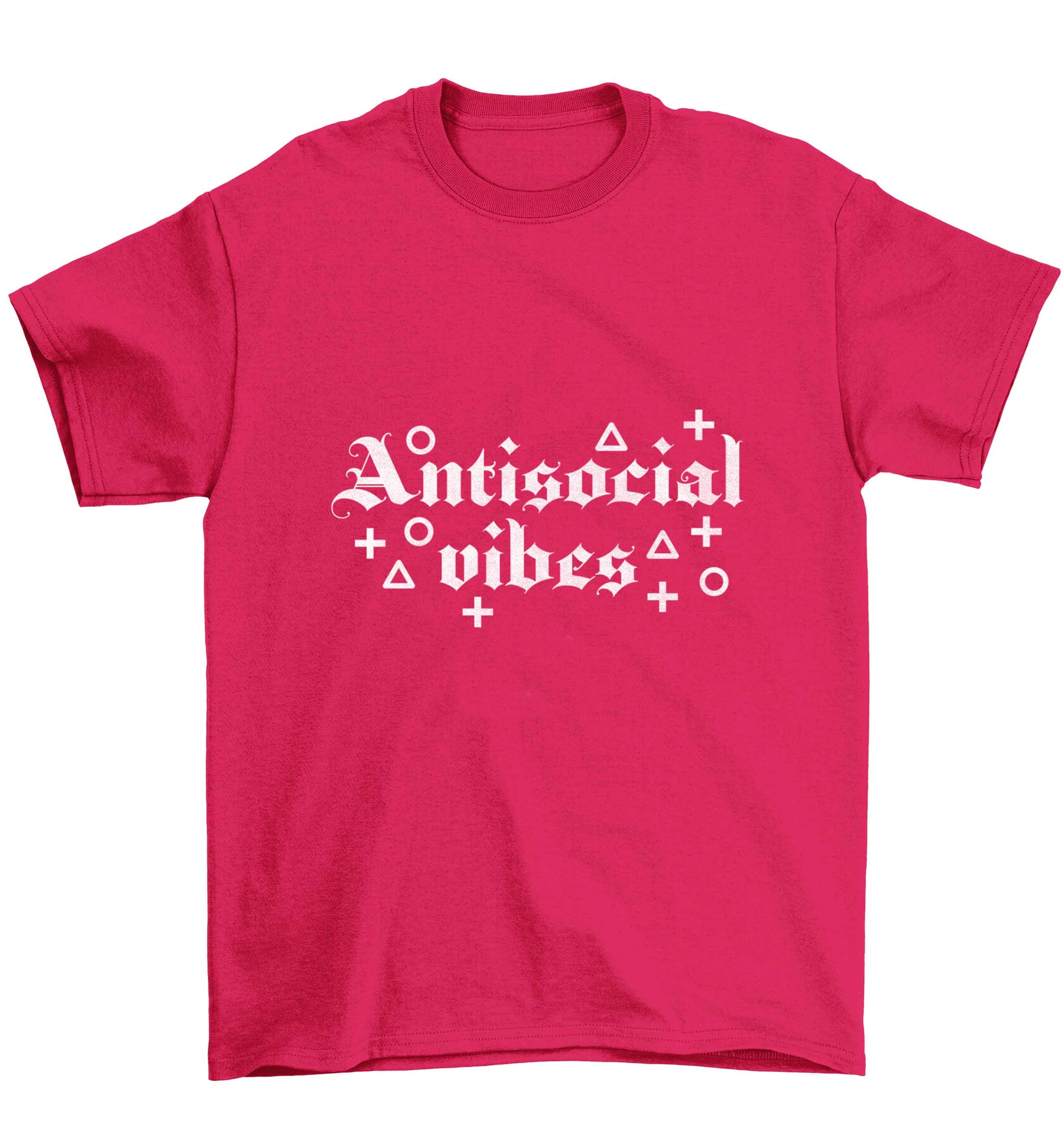 Antisocial vibes Children's pink Tshirt 12-13 Years