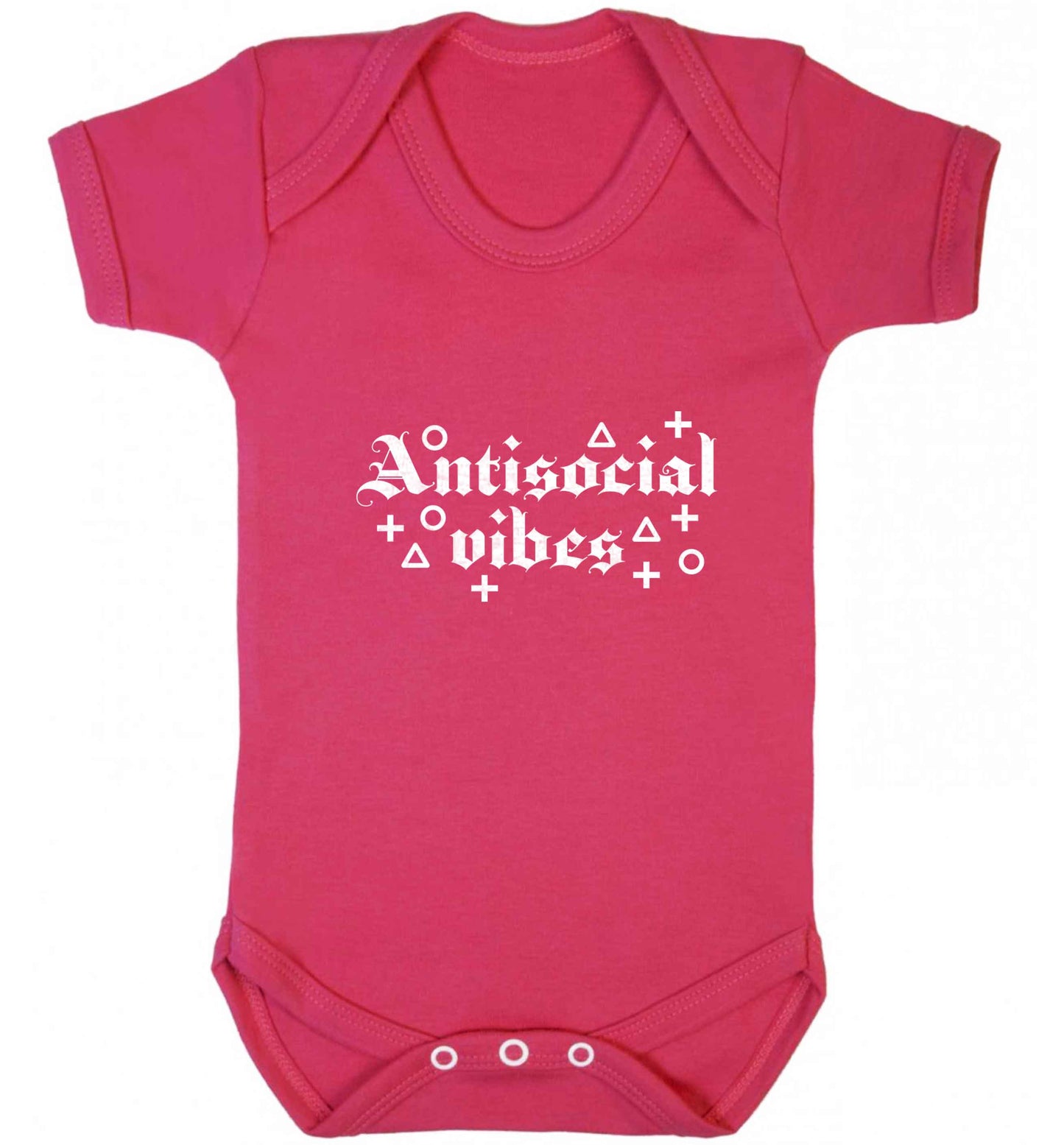 Antisocial vibes baby vest dark pink 18-24 months