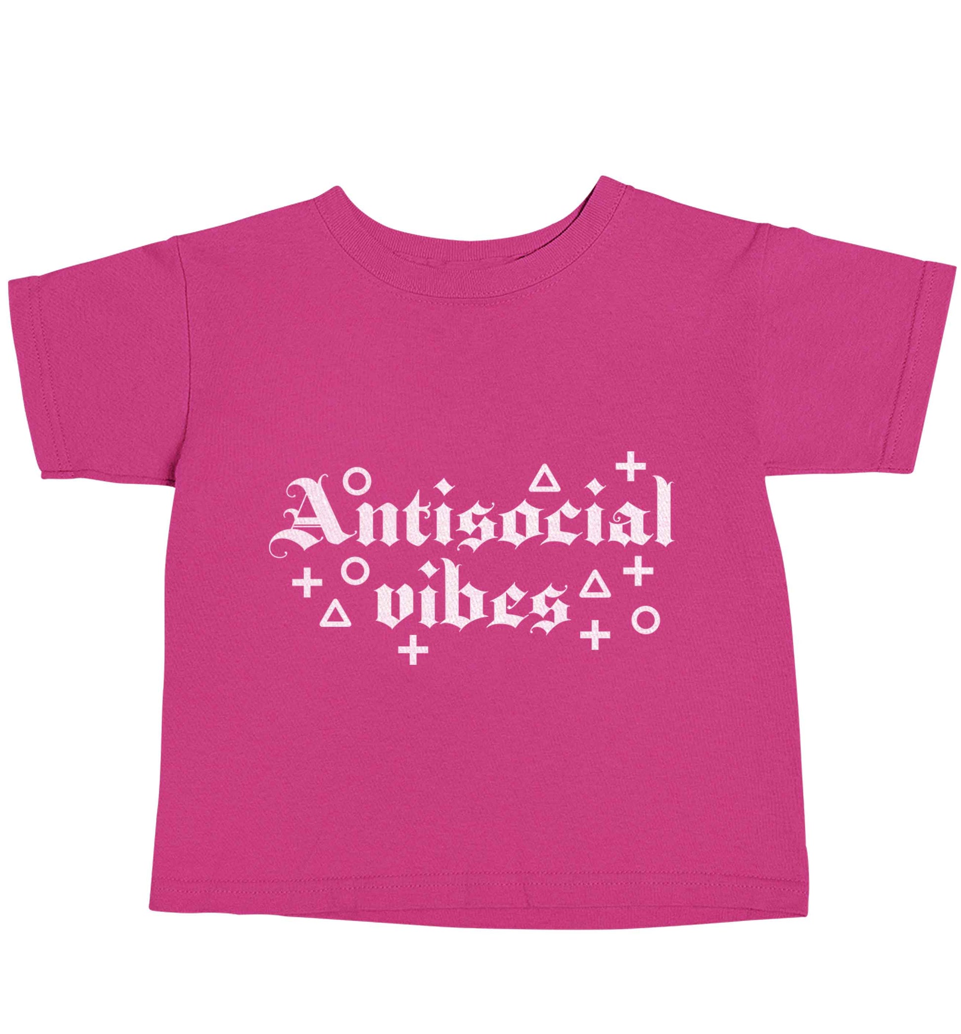 Antisocial vibes pink baby toddler Tshirt 2 Years