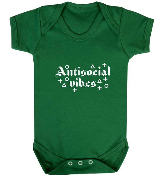 Antisocial vibes baby vest green 18-24 months