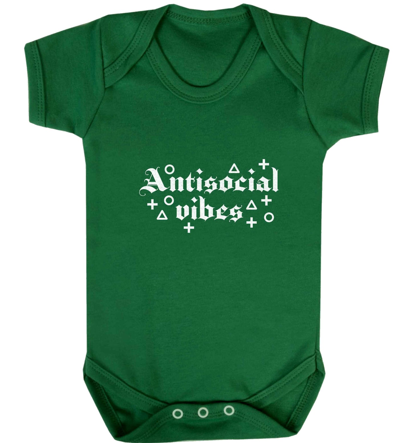 Antisocial vibes baby vest green 18-24 months