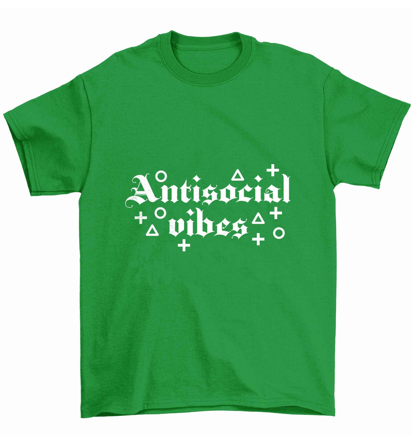 Antisocial vibes Children's green Tshirt 12-13 Years