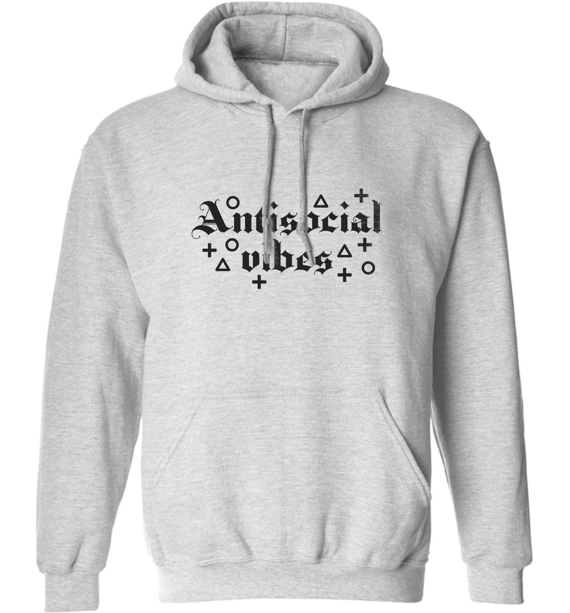 Antisocial vibes adults unisex grey hoodie 2XL