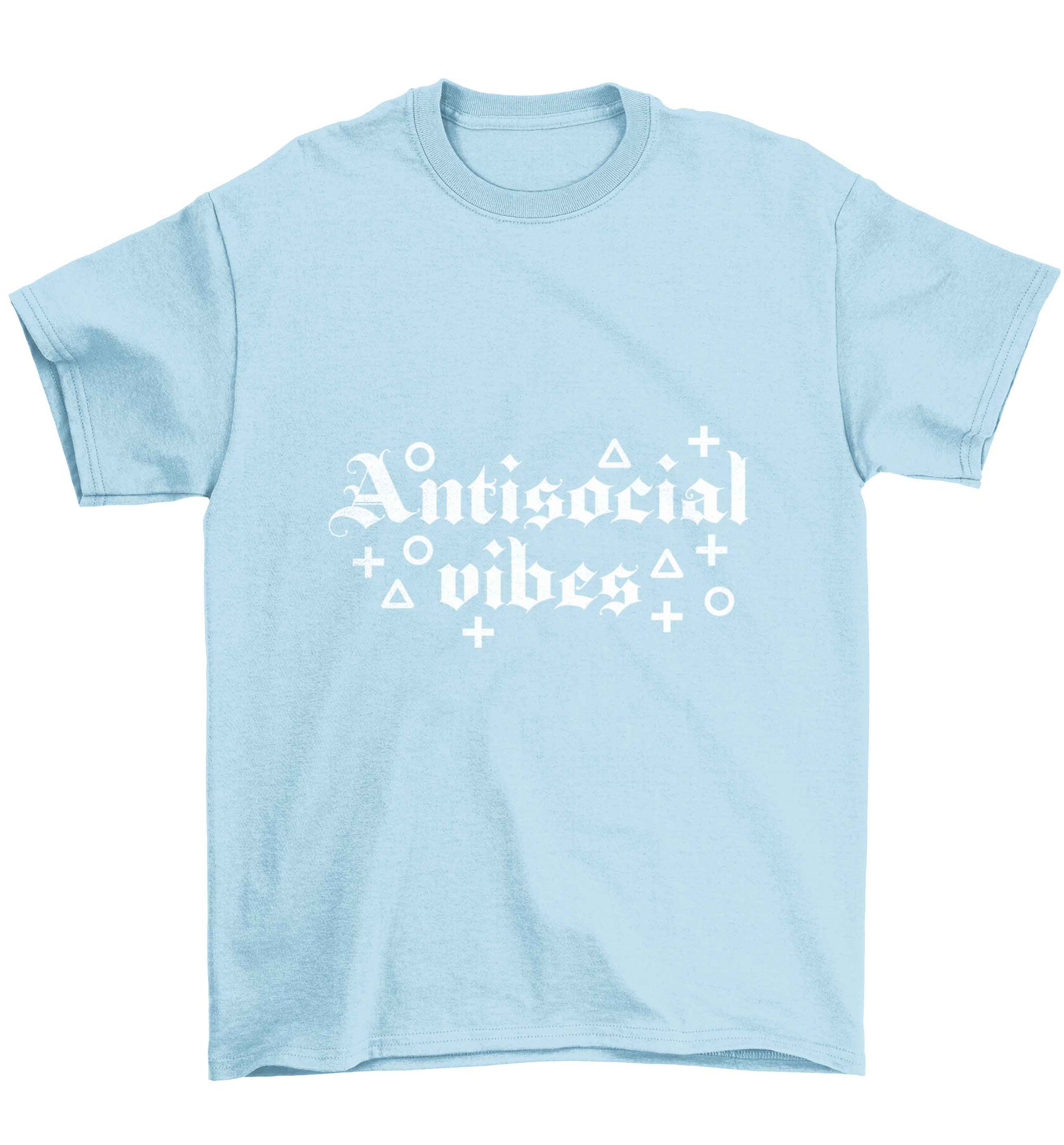 Antisocial vibes Children's light blue Tshirt 12-13 Years