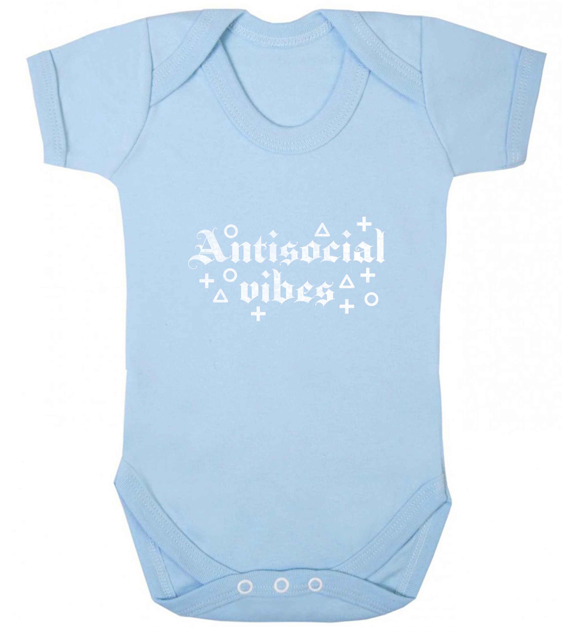 Antisocial vibes baby vest pale blue 18-24 months
