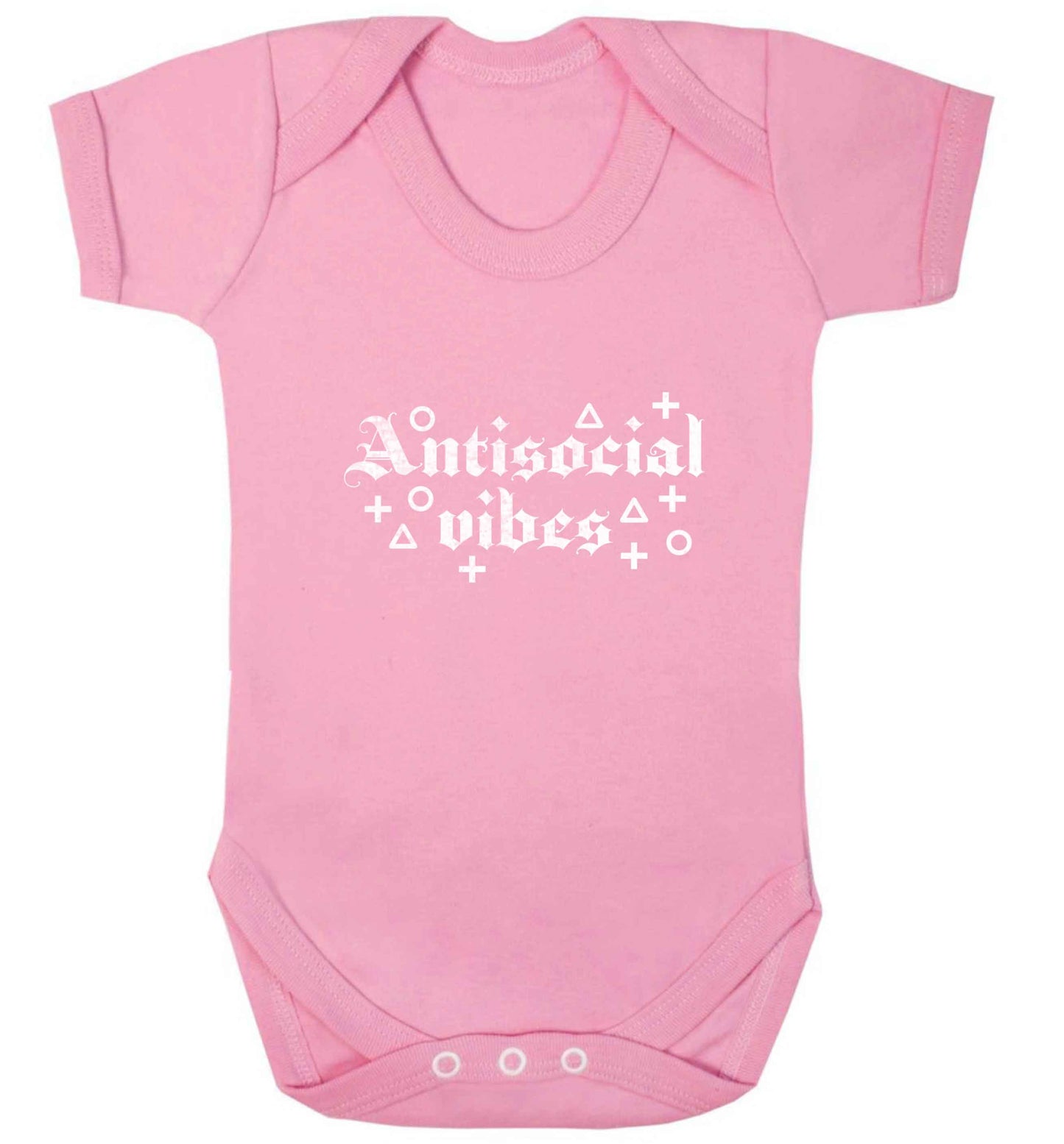 Antisocial vibes baby vest pale pink 18-24 months