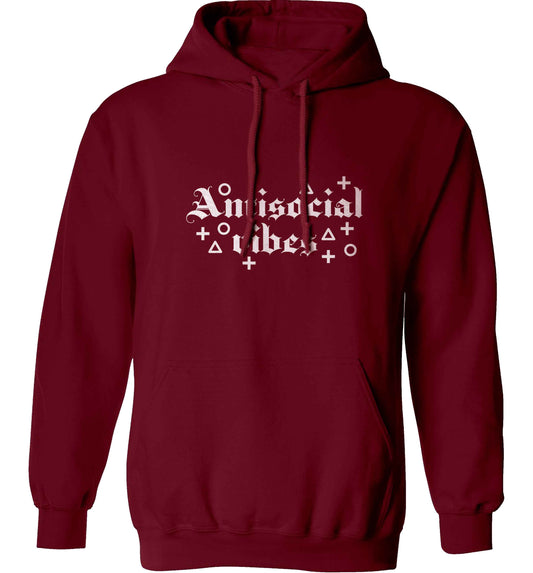 Antisocial vibes adults unisex maroon hoodie 2XL