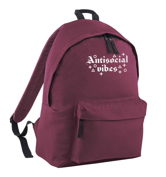 Antisocial vibes maroon children's backpack