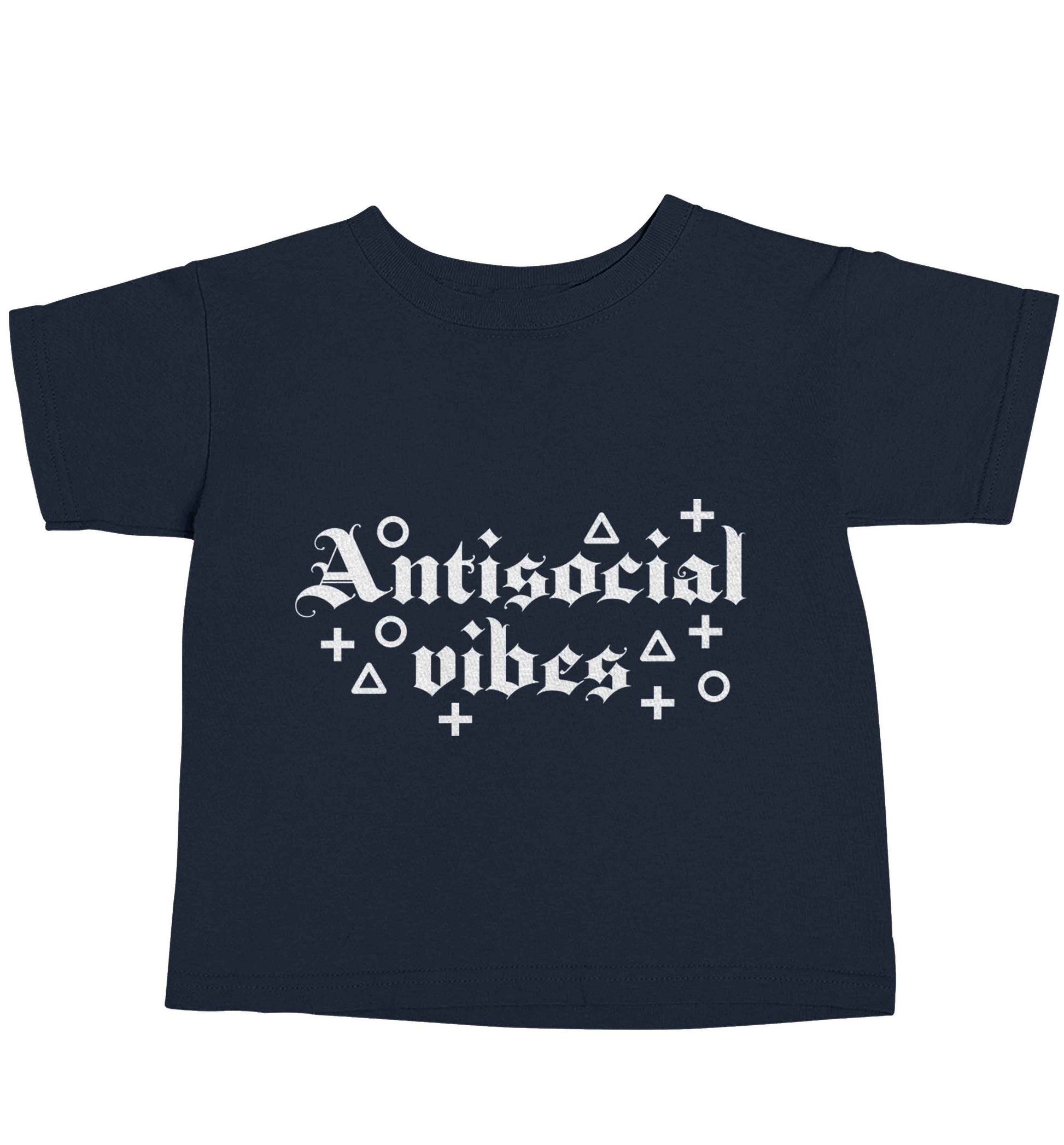 Antisocial vibes navy baby toddler Tshirt 2 Years