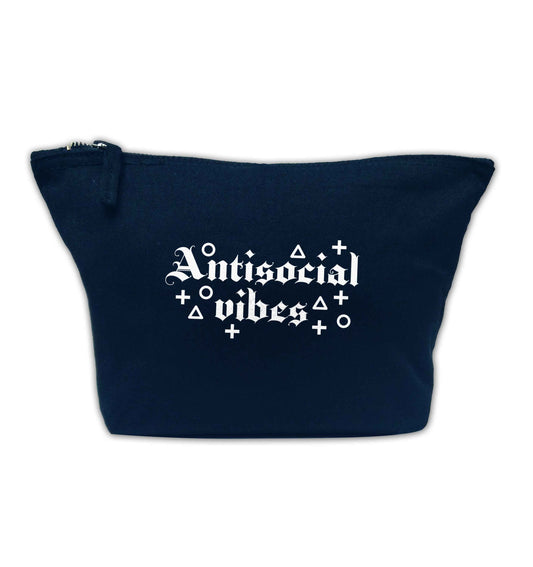 Antisocial vibes navy makeup bag