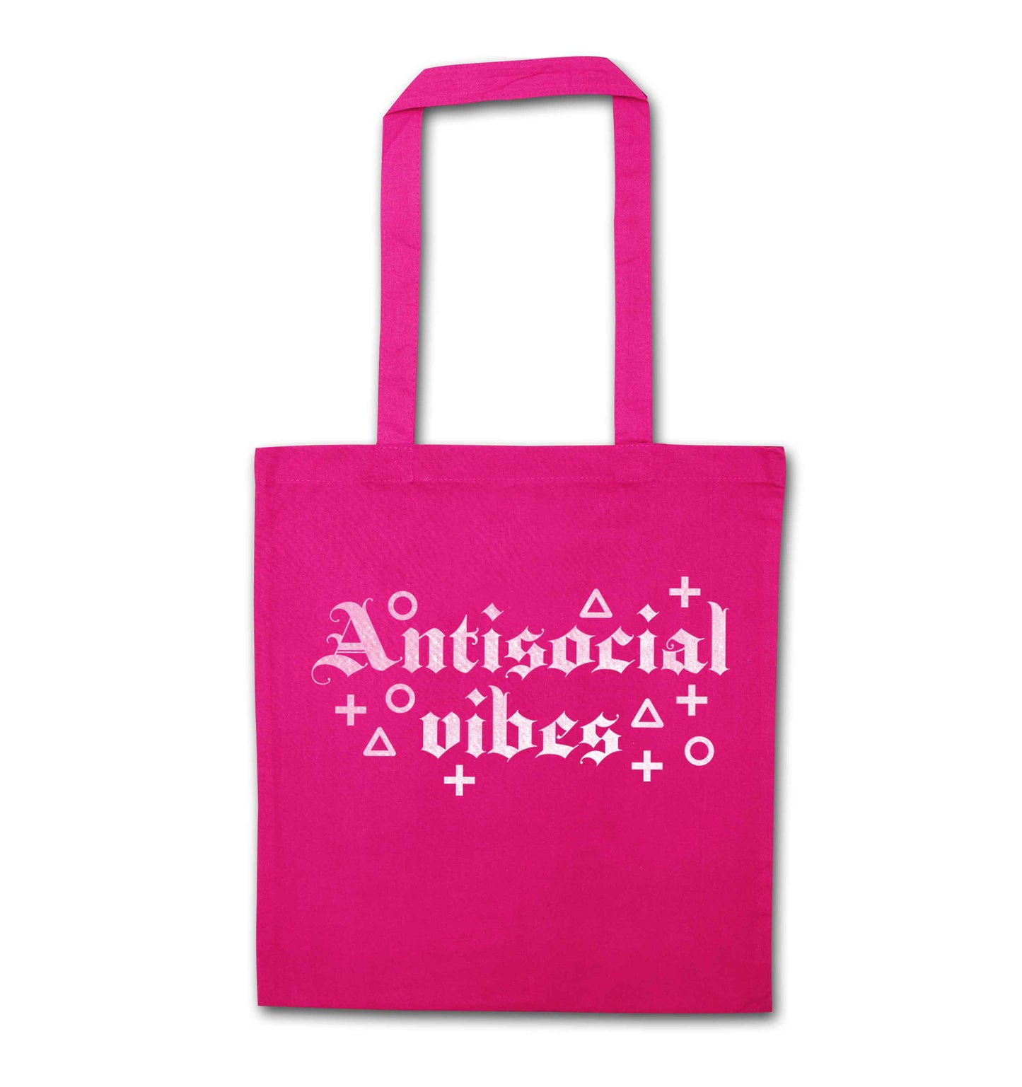 Antisocial vibes pink tote bag
