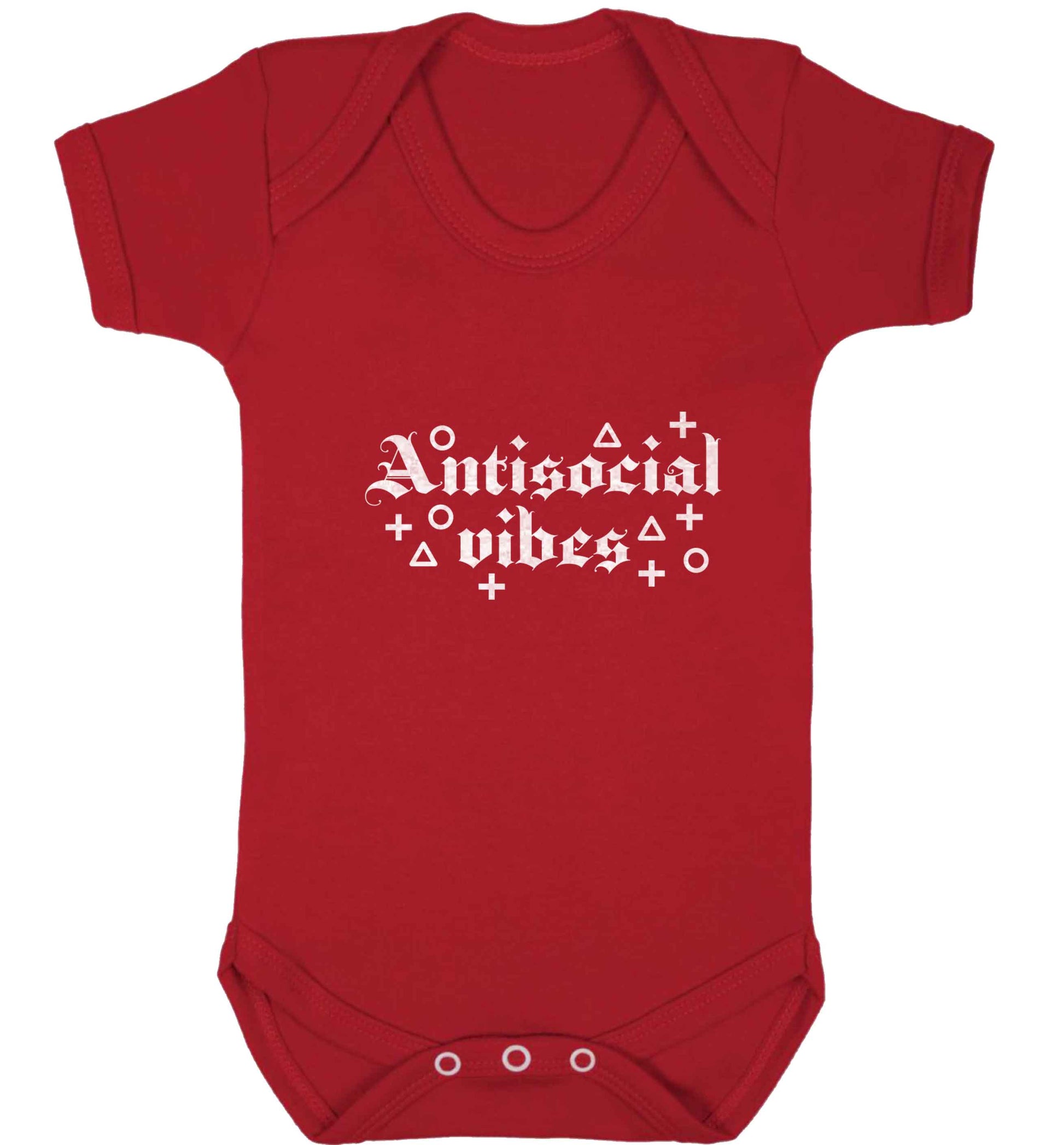 Antisocial vibes baby vest red 18-24 months