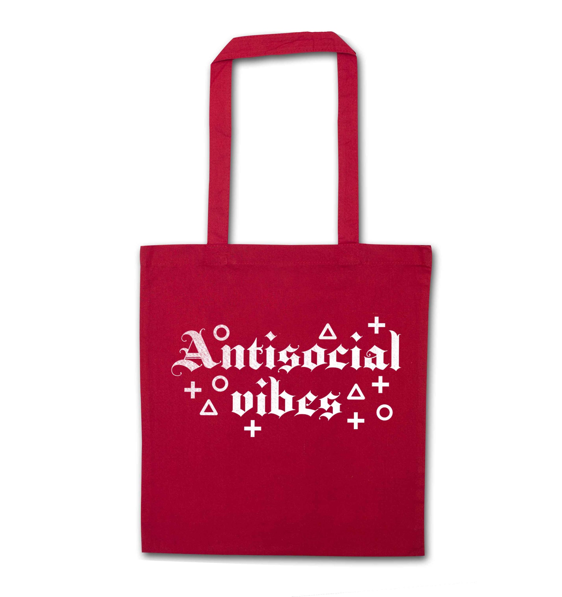 Antisocial vibes red tote bag