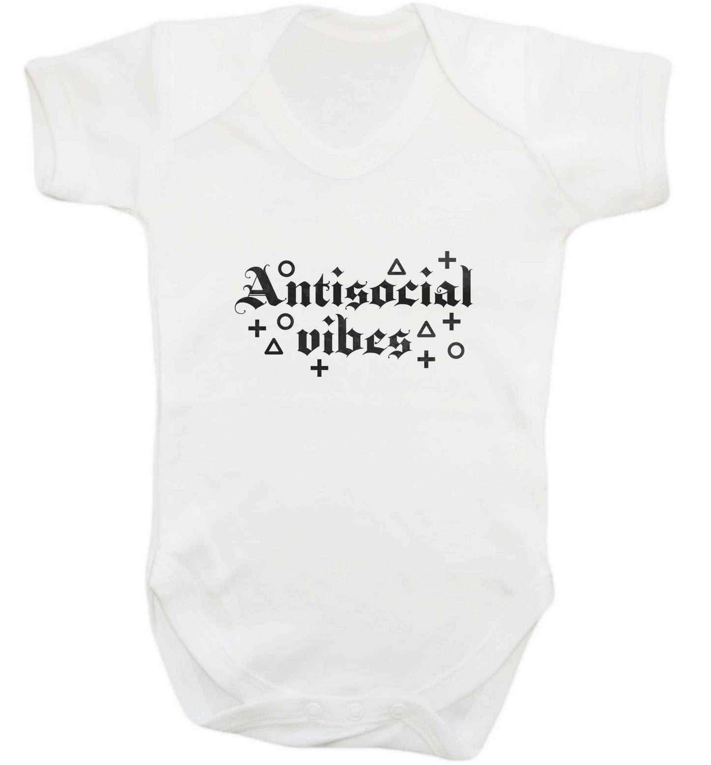 Antisocial vibes baby vest white 18-24 months