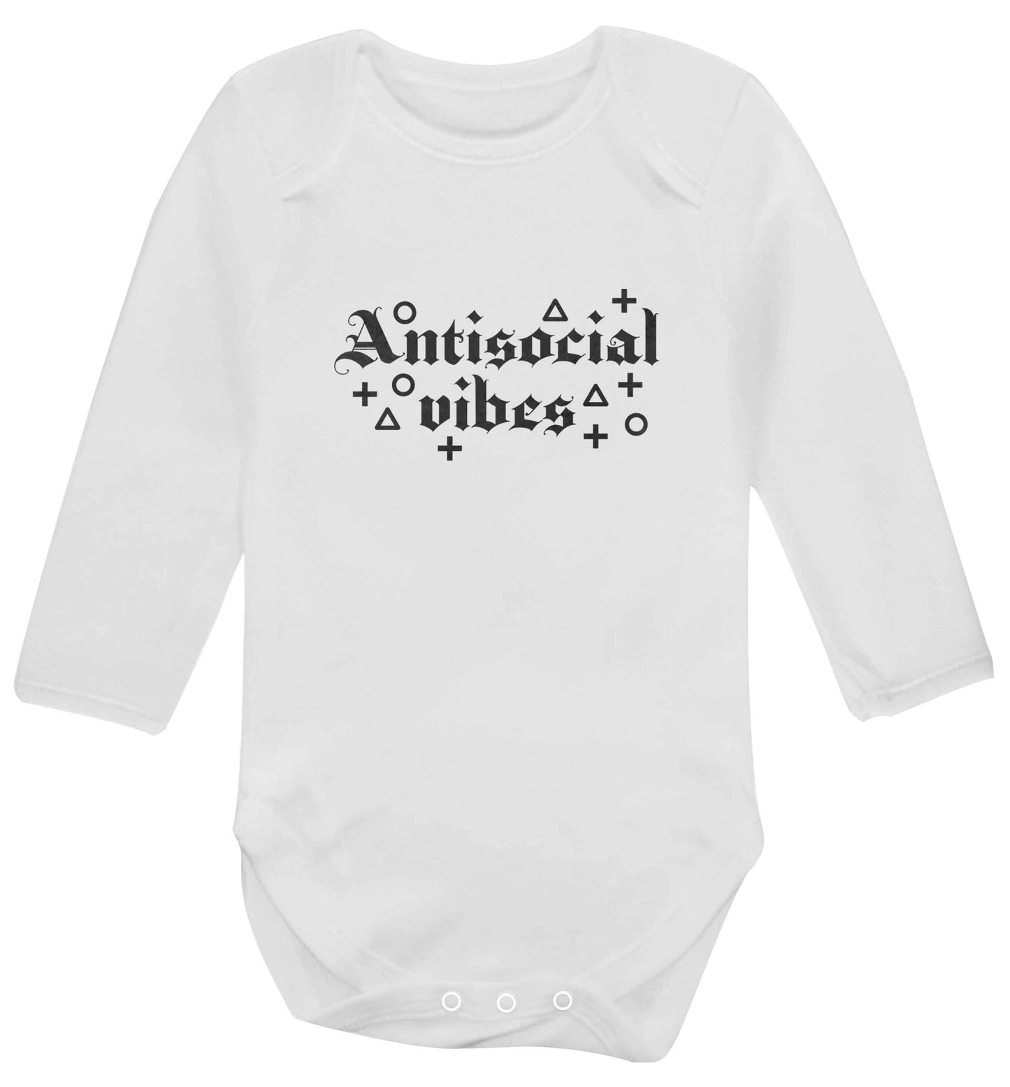 Antisocial vibes baby vest long sleeved white 6-12 months