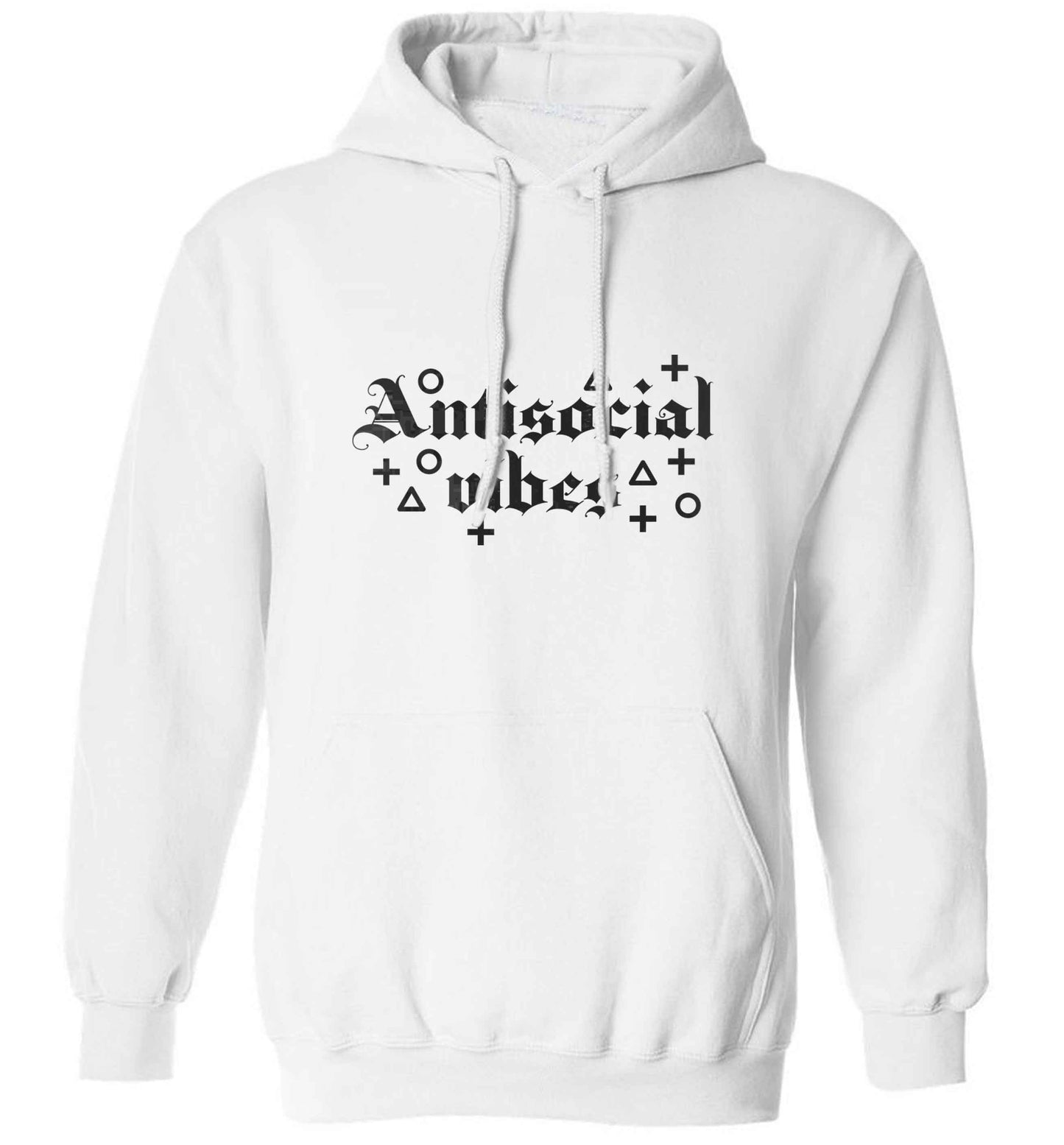 Antisocial vibes adults unisex white hoodie 2XL