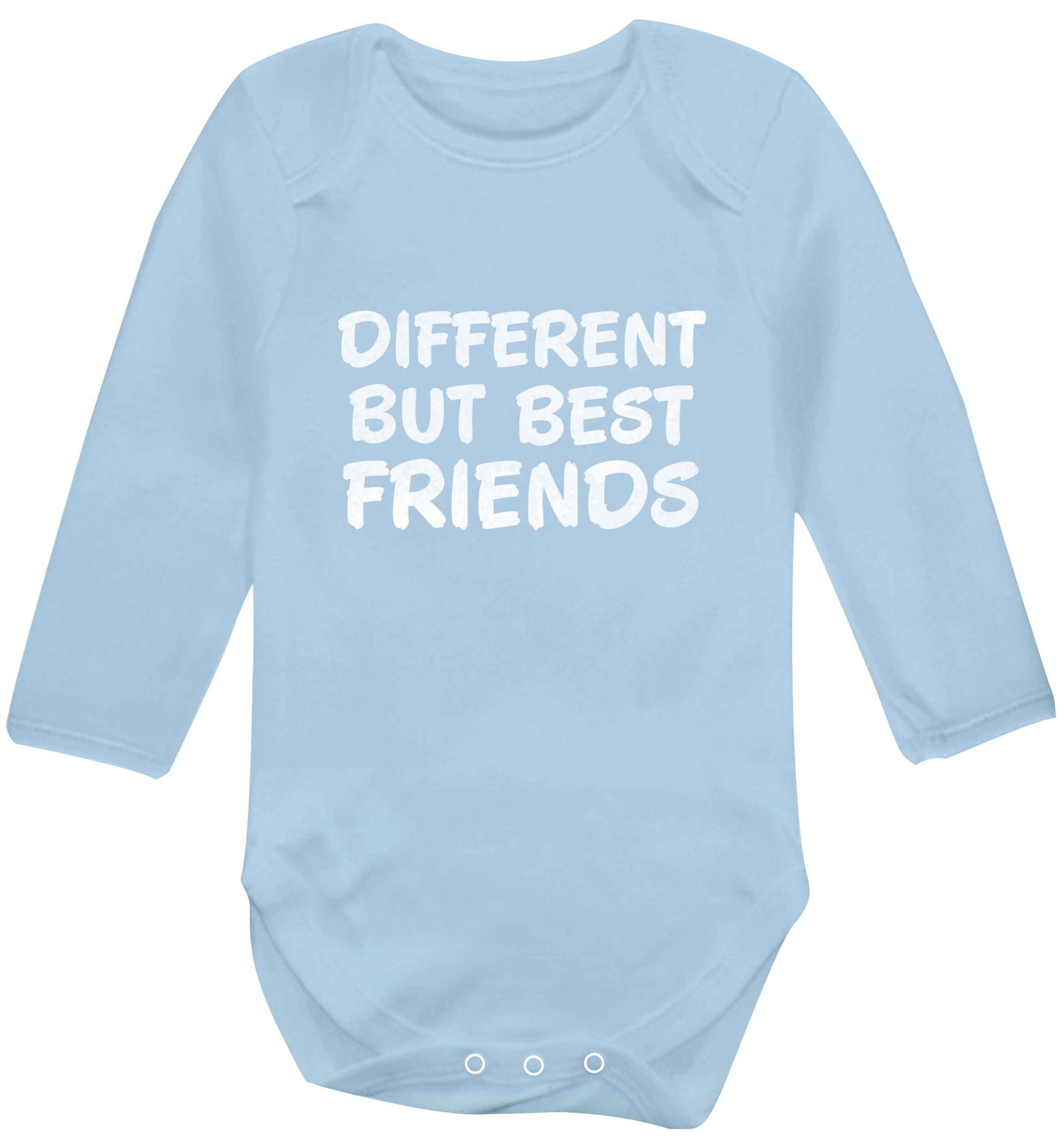 Different but best friends baby vest long sleeved pale blue 6-12 months
