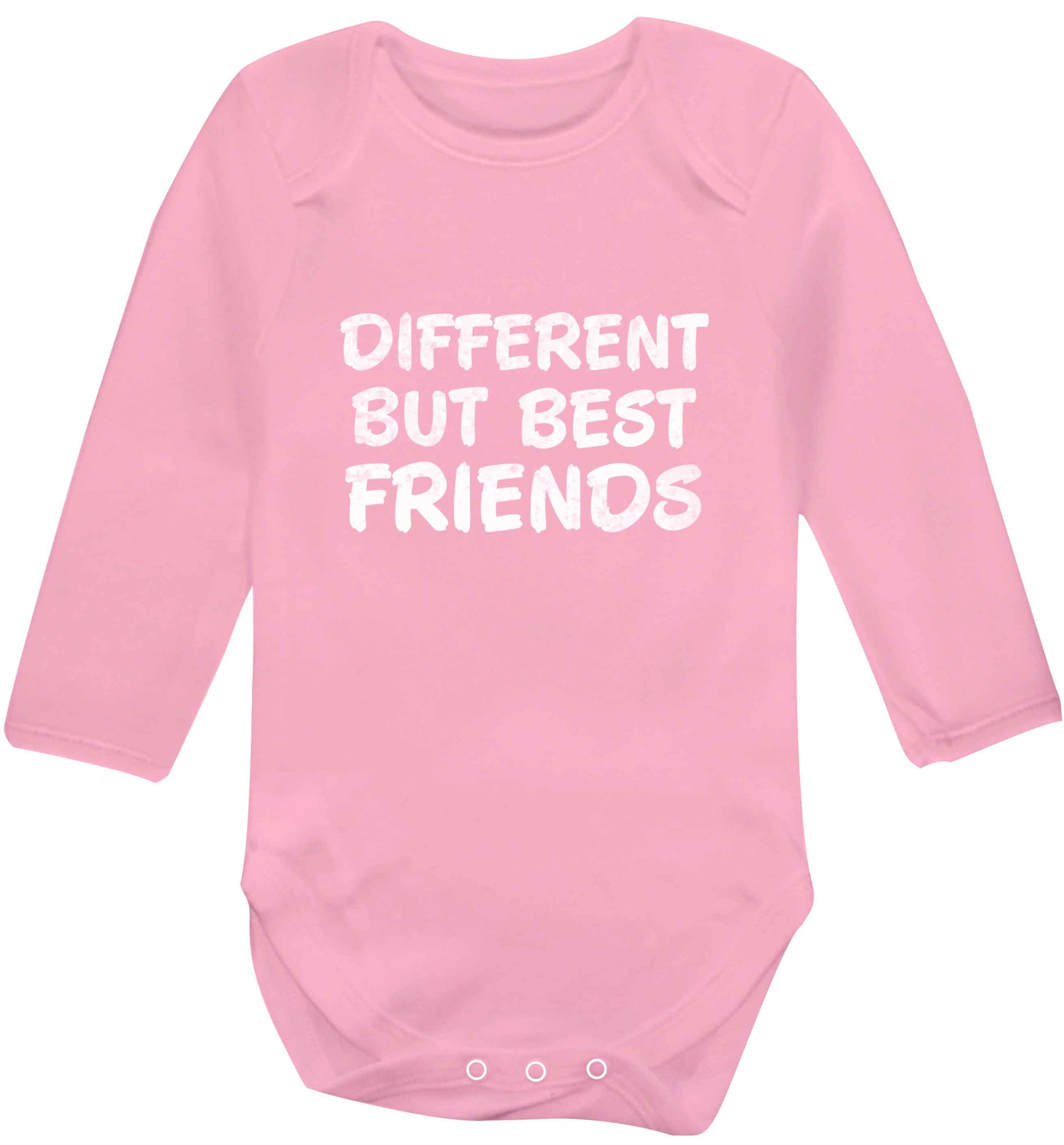 Different but best friends baby vest long sleeved pale pink 6-12 months