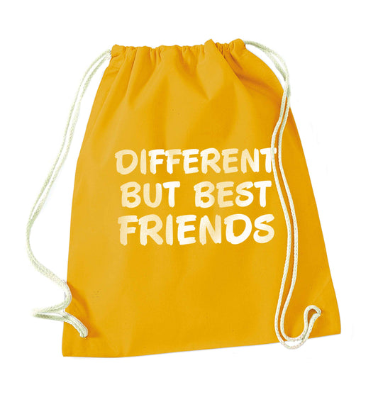 Different but best friends mustard drawstring bag