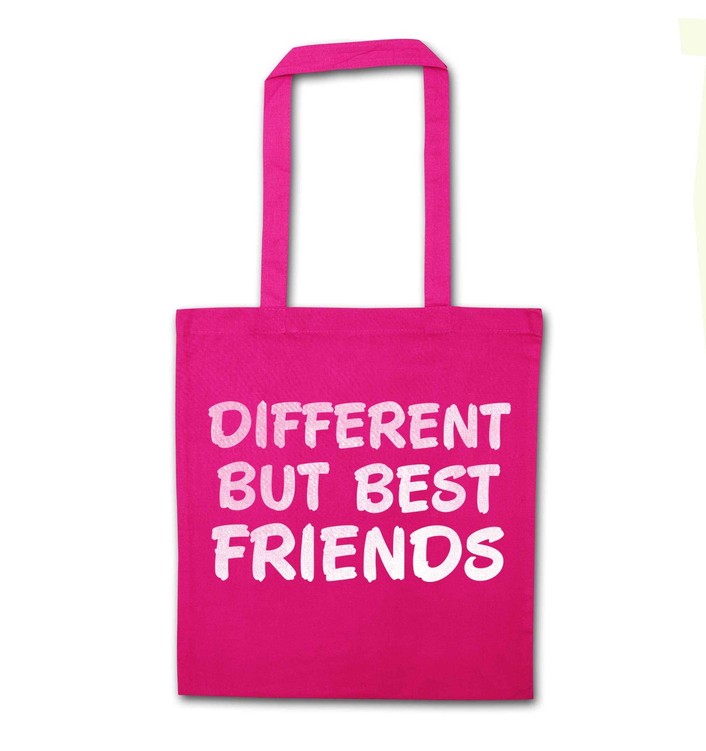 Different but best friends pink tote bag