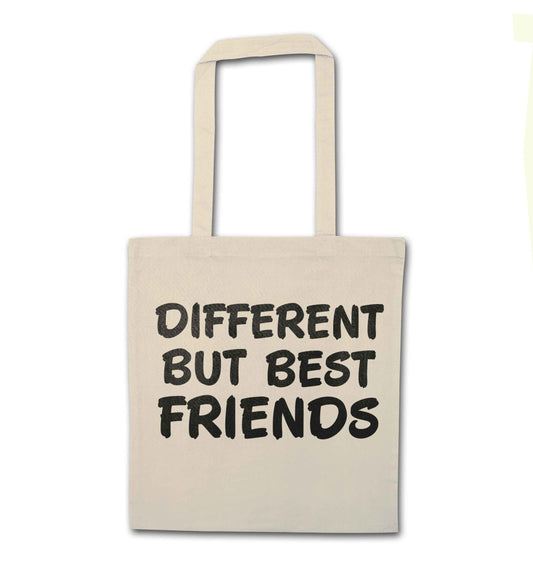 Different but best friends natural tote bag