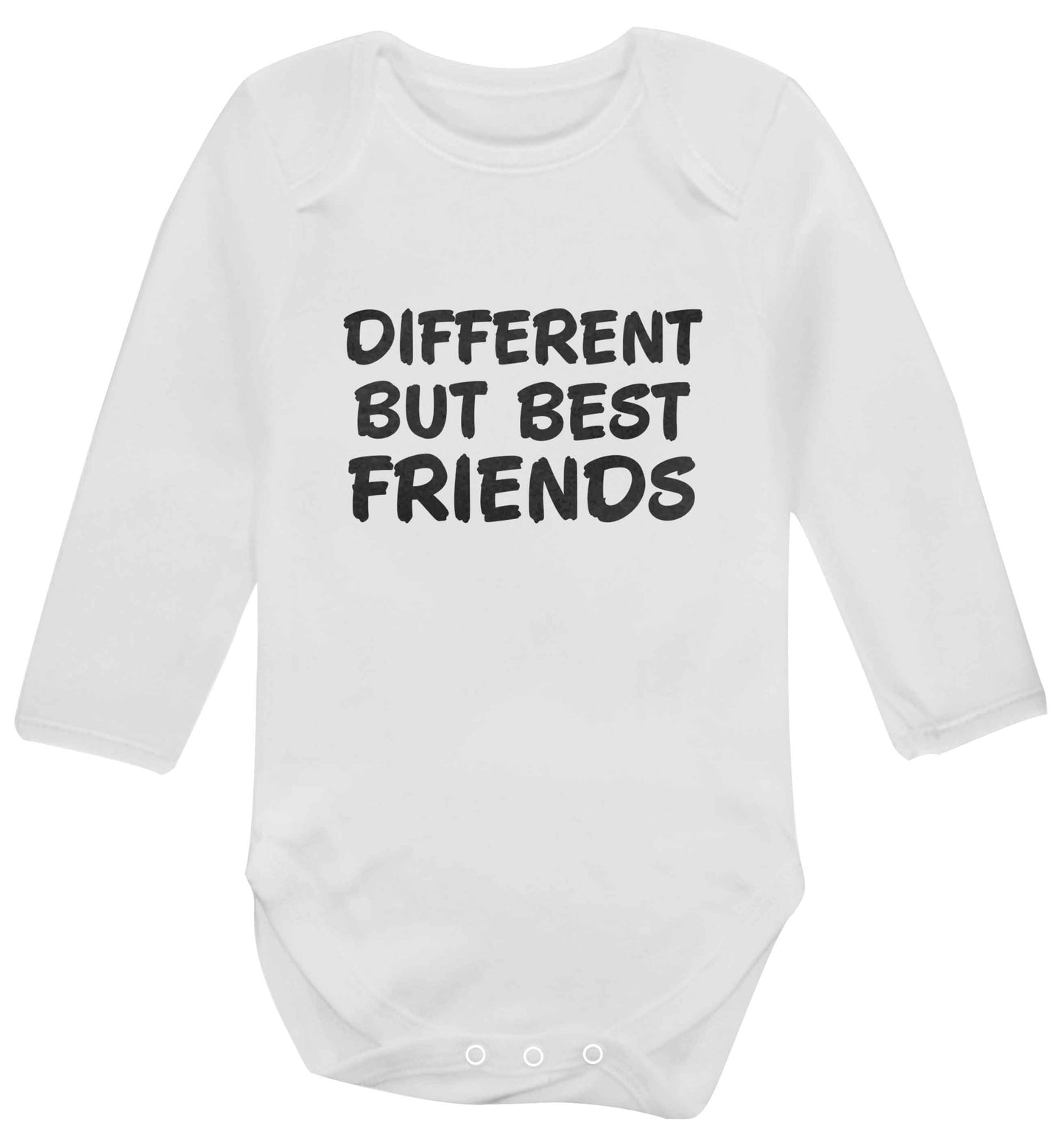 Different but best friends baby vest long sleeved white 6-12 months