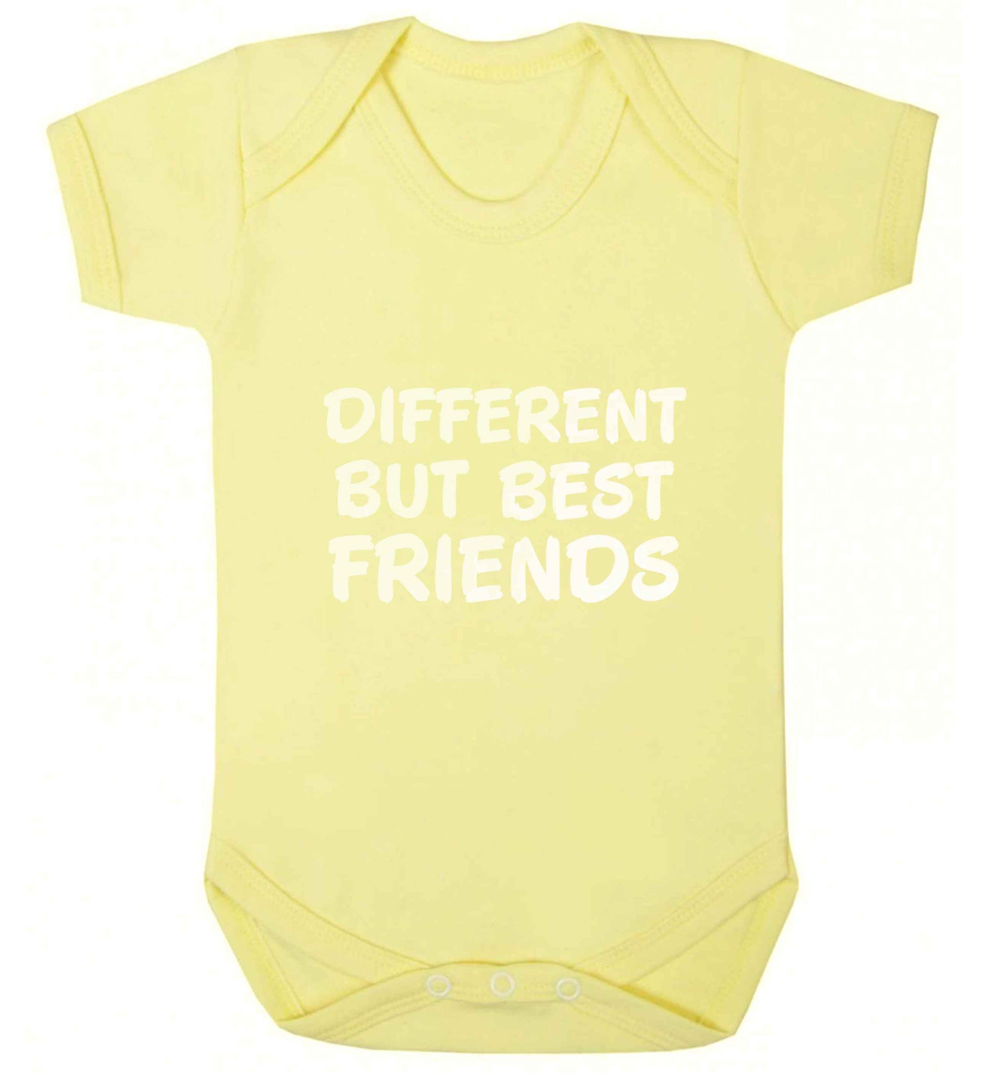 Different but best friends baby vest pale yellow 18-24 months