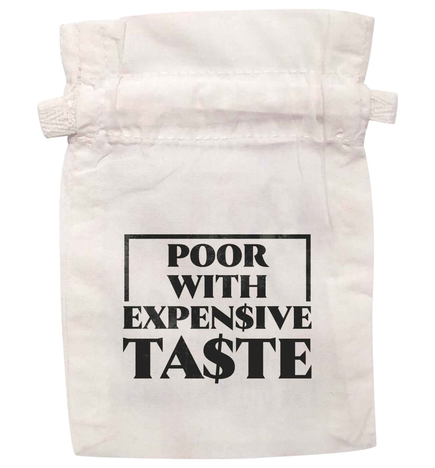 Poor with expensive taste | XS - L | Pouch / Drawstring bag / Sack | Organic Cotton | Bulk discounts available!