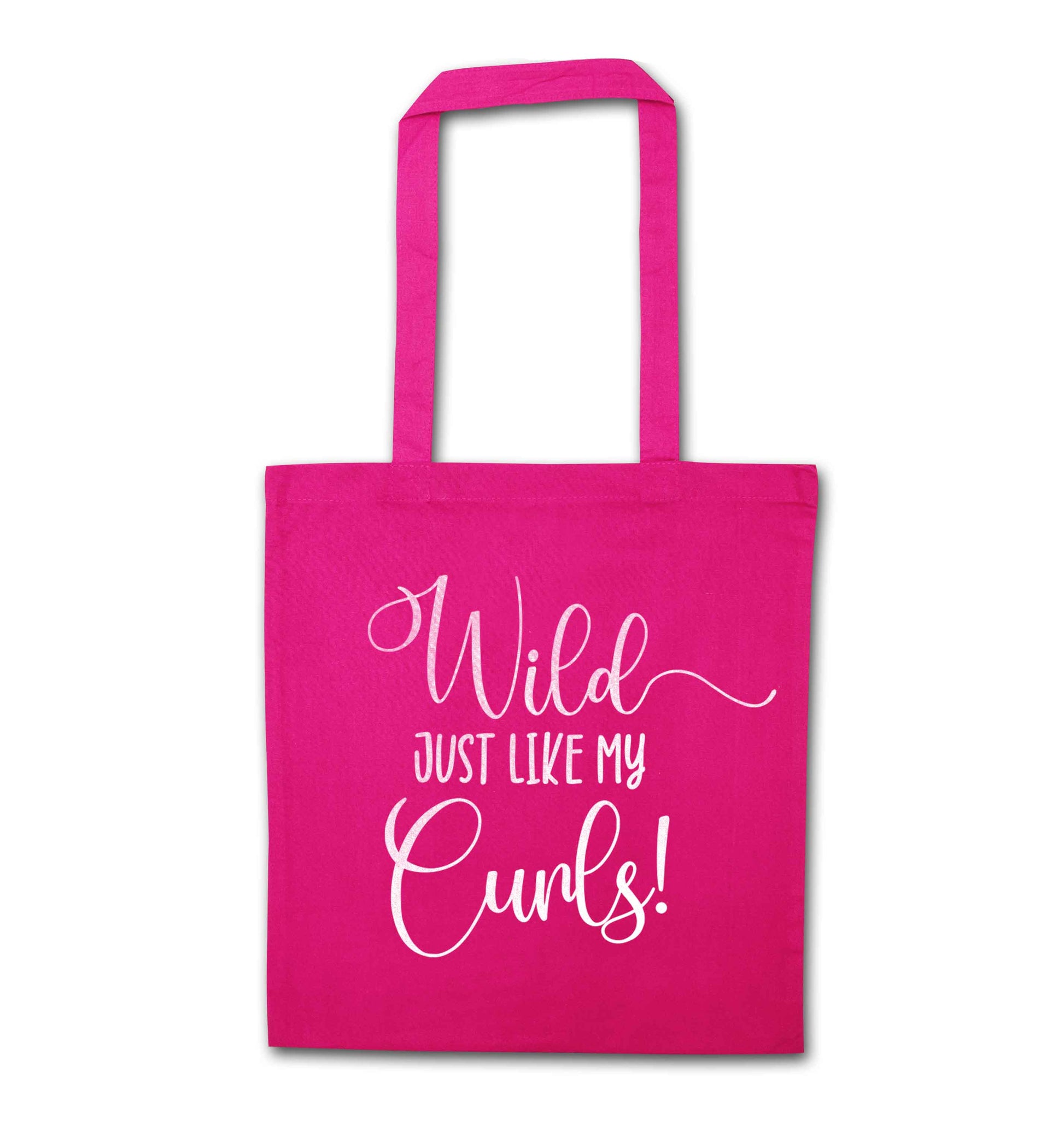 Wild just like my curls pink tote bag