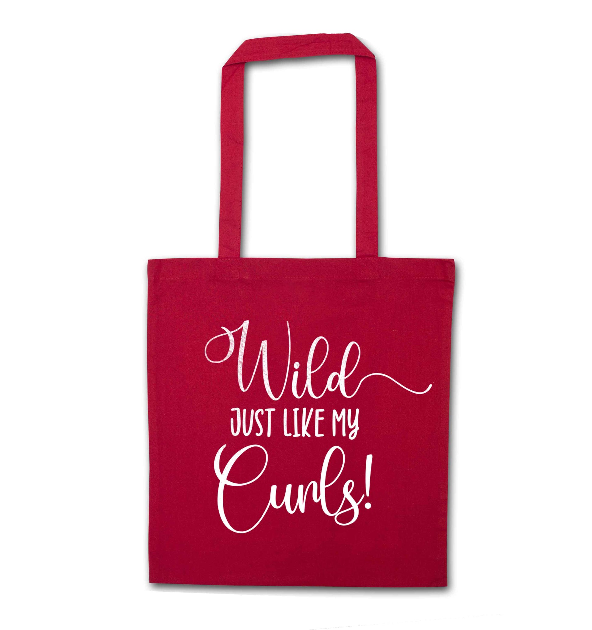 Wild just like my curls red tote bag