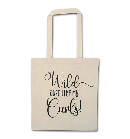 Wild just like my curls natural tote bag