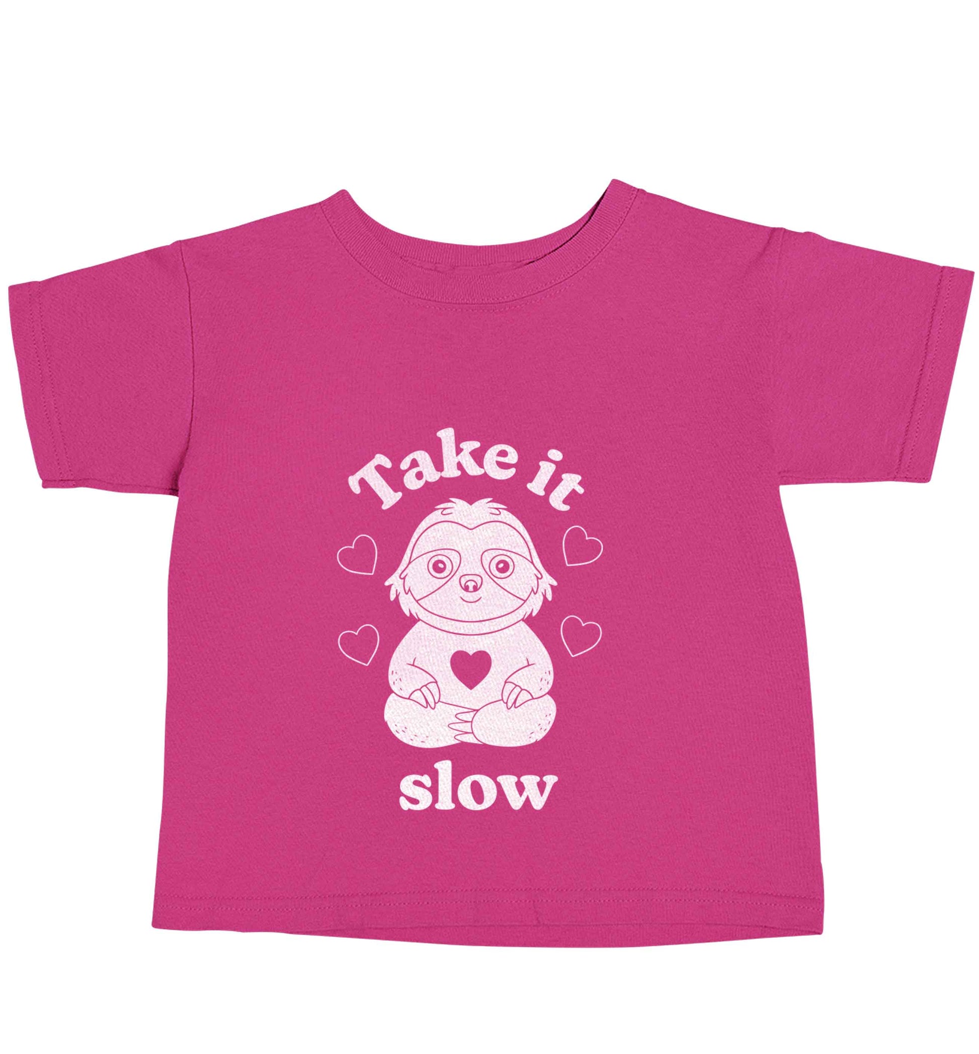 Take it slow pink baby toddler Tshirt 2 Years