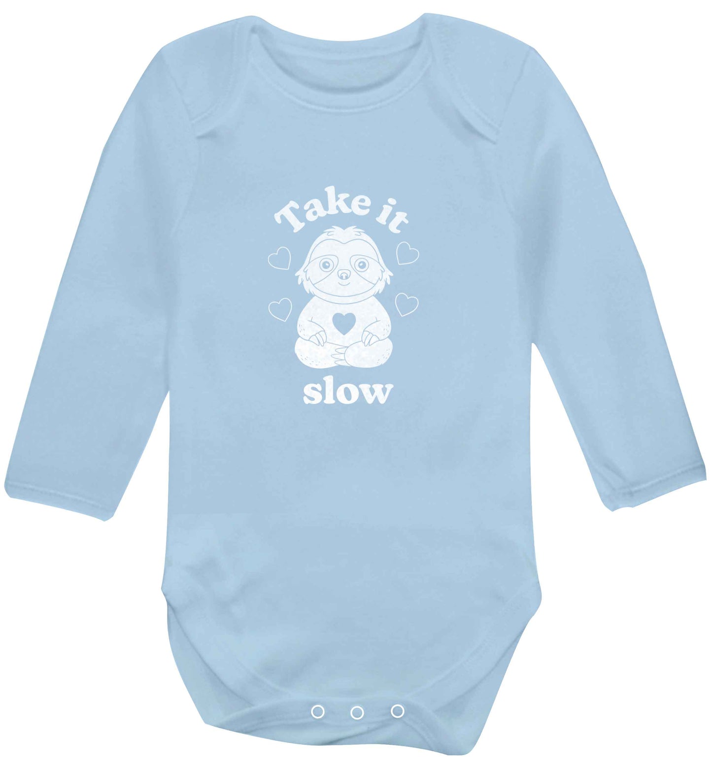 Take it slow baby vest long sleeved pale blue 6-12 months