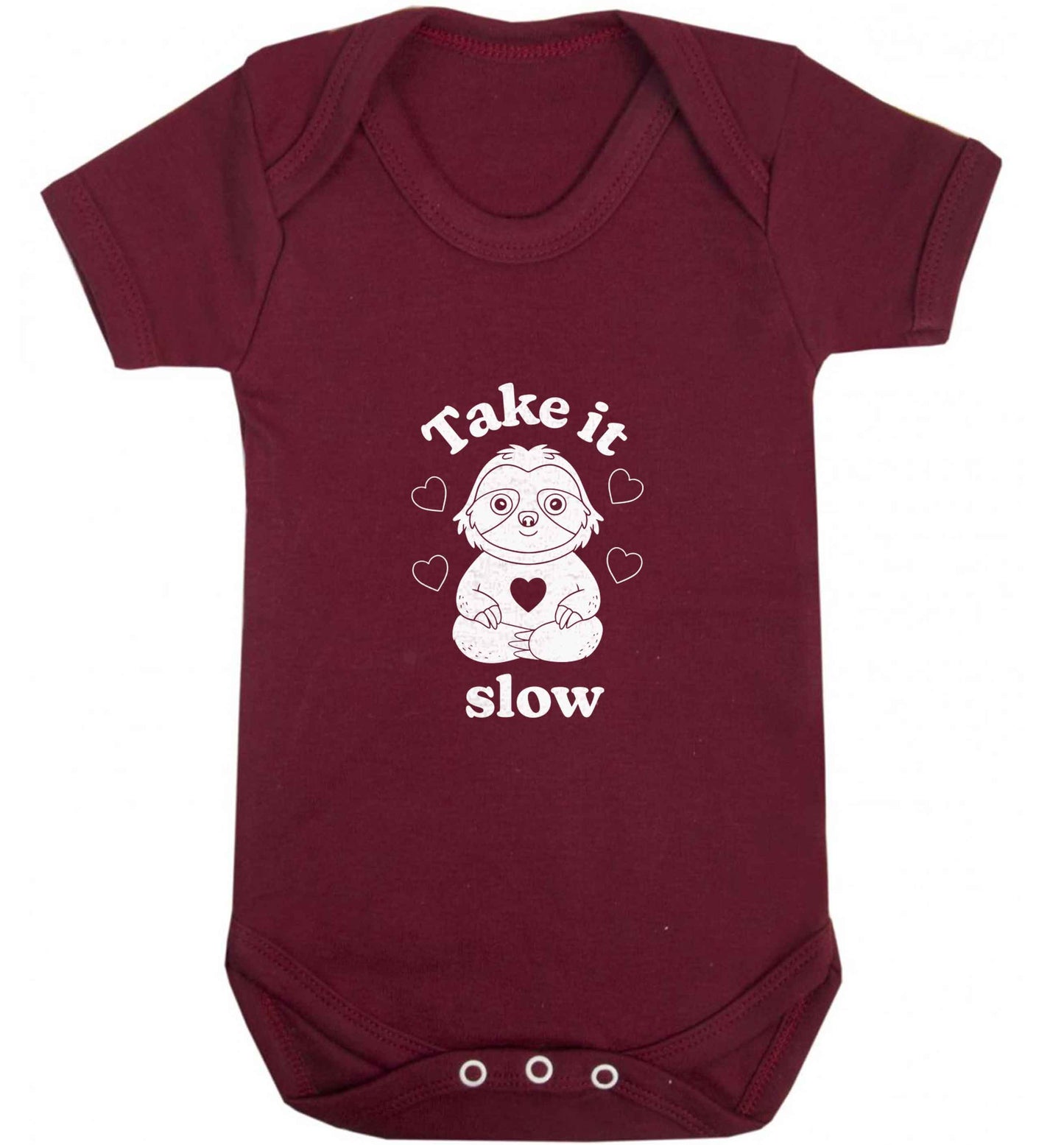 Take it slow baby vest maroon 18-24 months