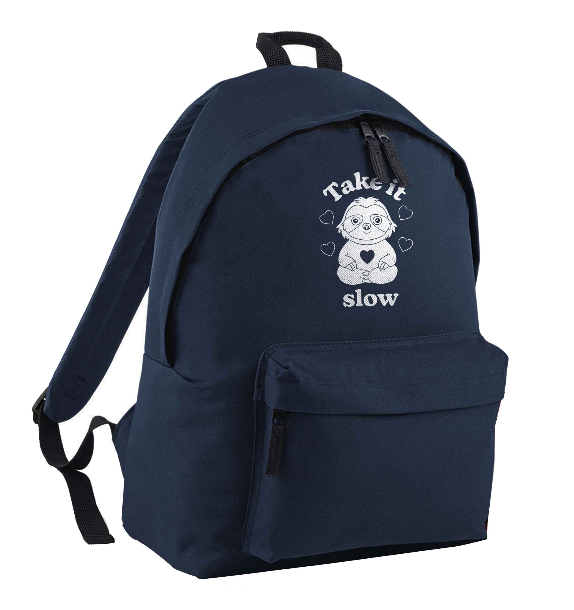 Take it slow navy children's backpack