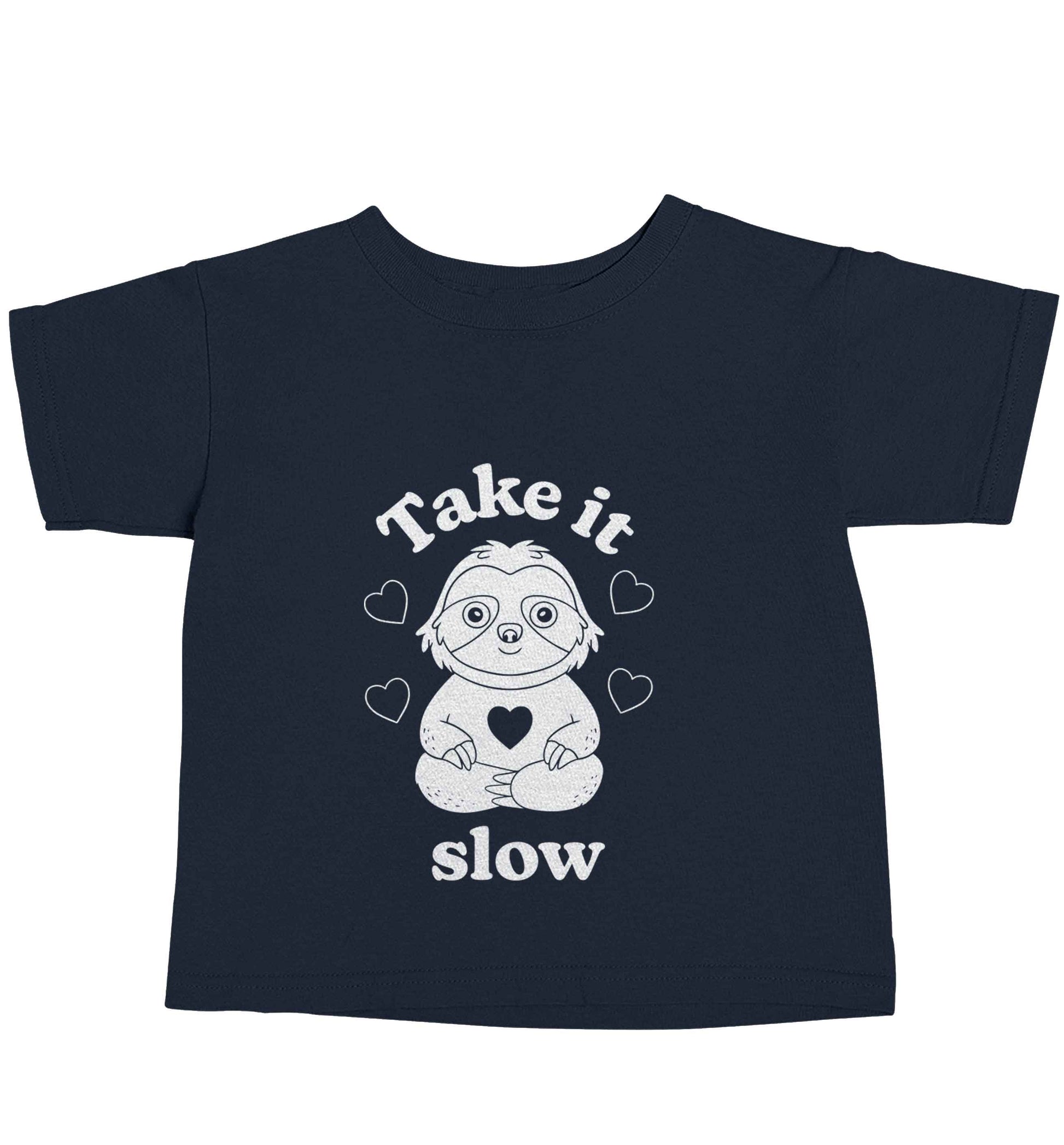 Take it slow navy baby toddler Tshirt 2 Years