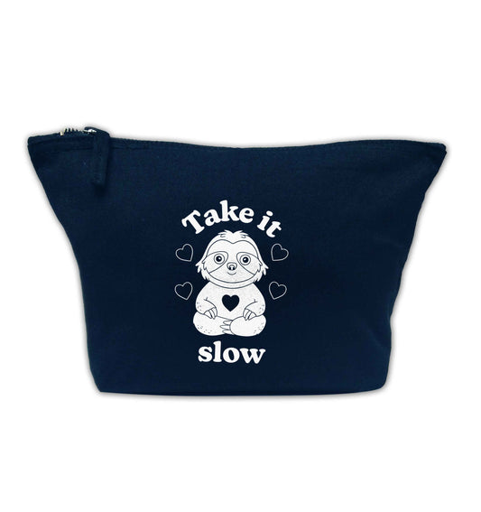 Take it slow navy makeup bag