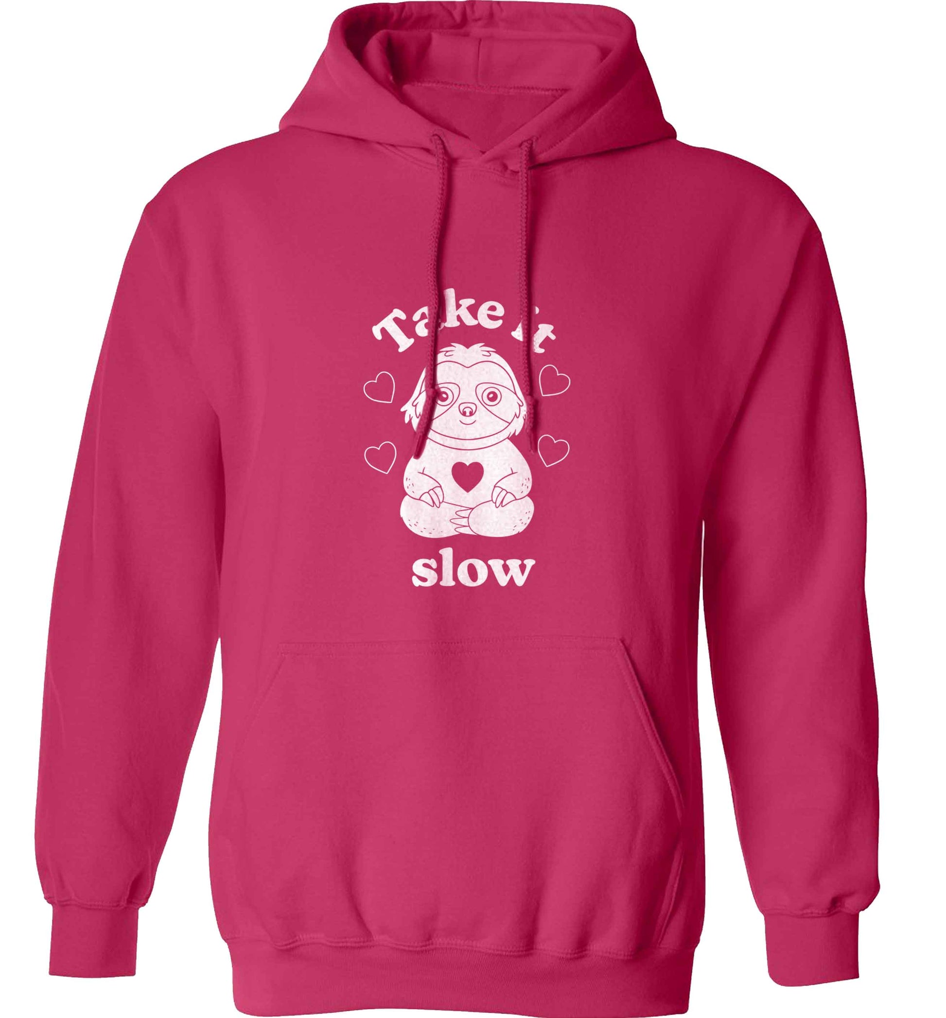 Take it slow adults unisex pink hoodie 2XL