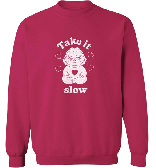 Take it slow adult's unisex pink sweater 2XL
