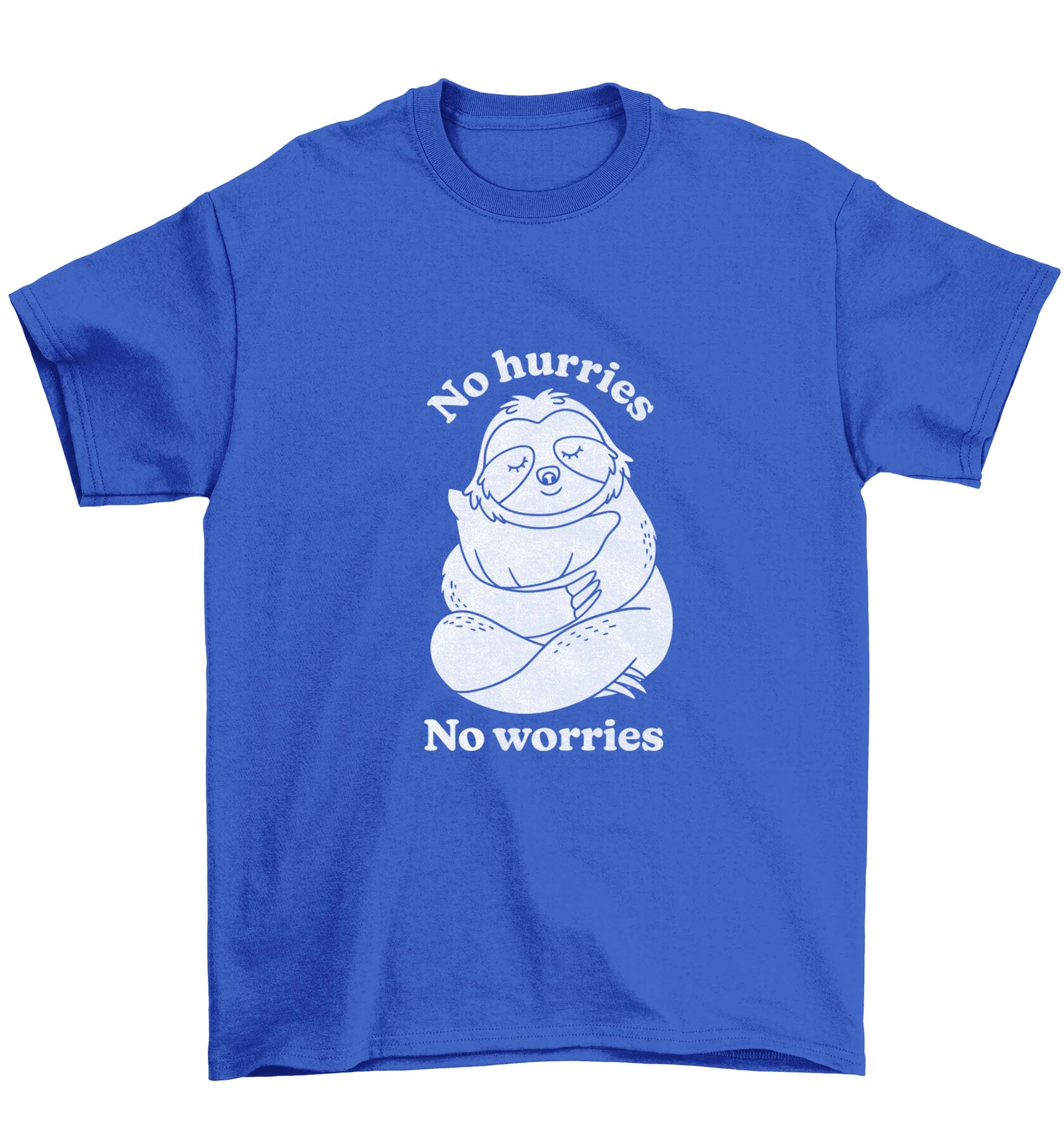 No hurries no worries Children's blue Tshirt 12-13 Years