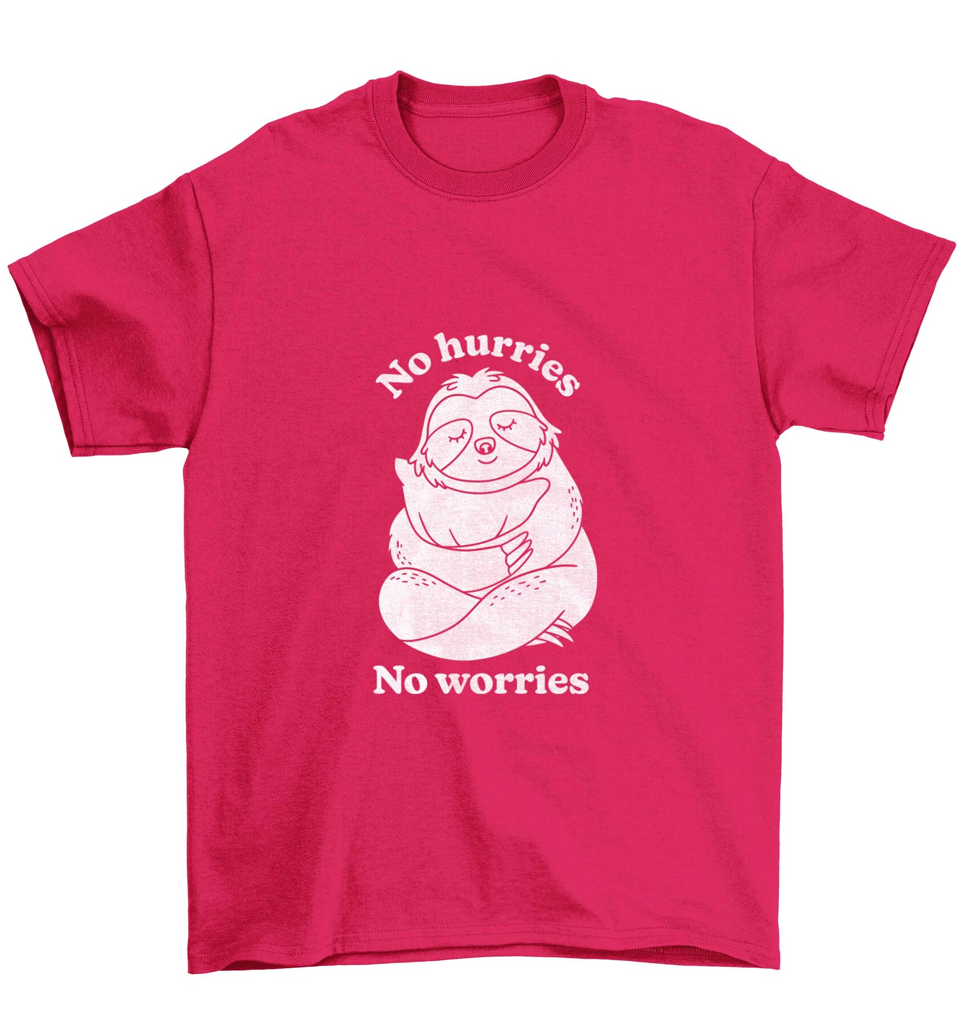 No hurries no worries Children's pink Tshirt 12-13 Years