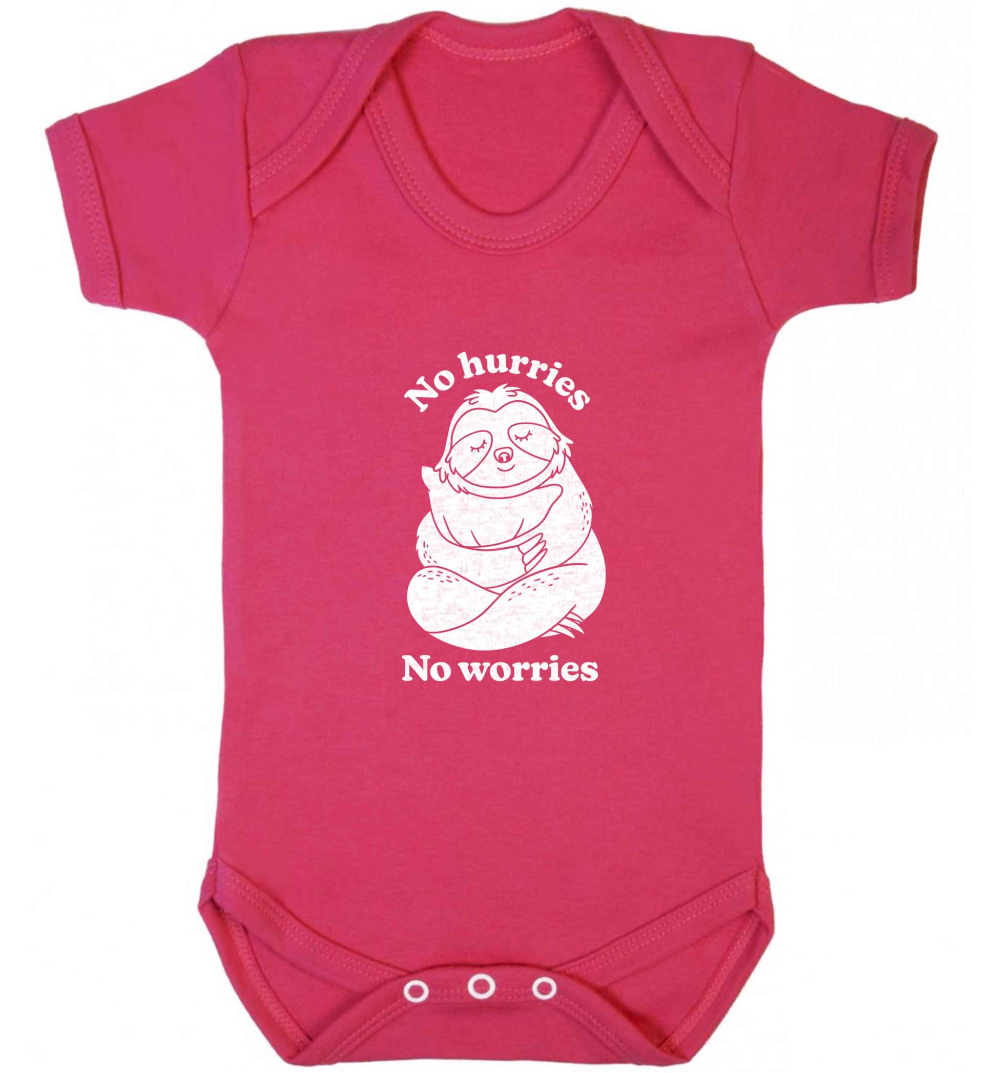 No hurries no worries baby vest dark pink 18-24 months
