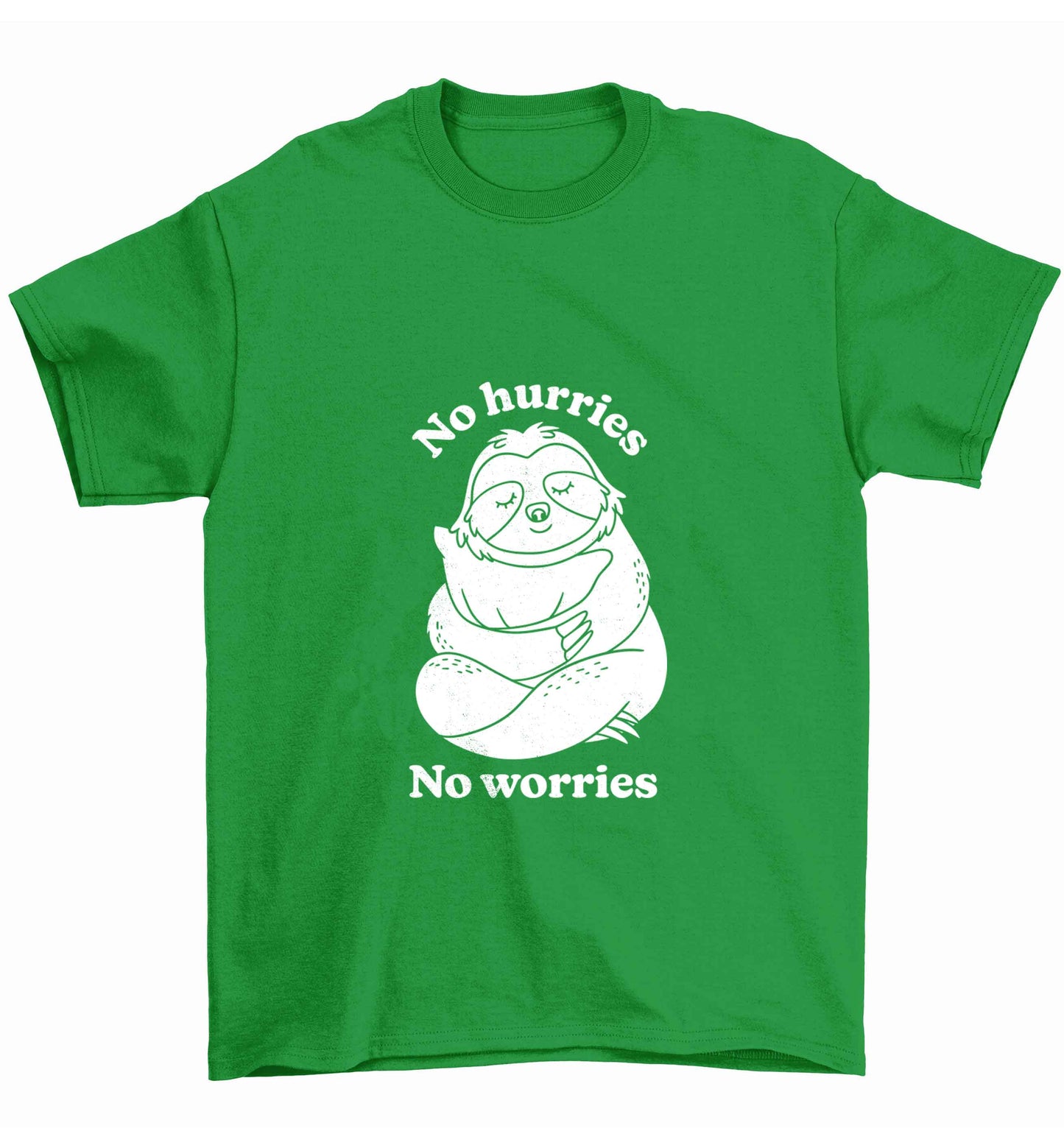 No hurries no worries Children's green Tshirt 12-13 Years
