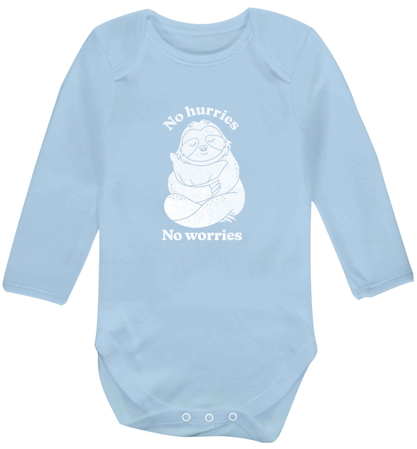 No hurries no worries baby vest long sleeved pale blue 6-12 months